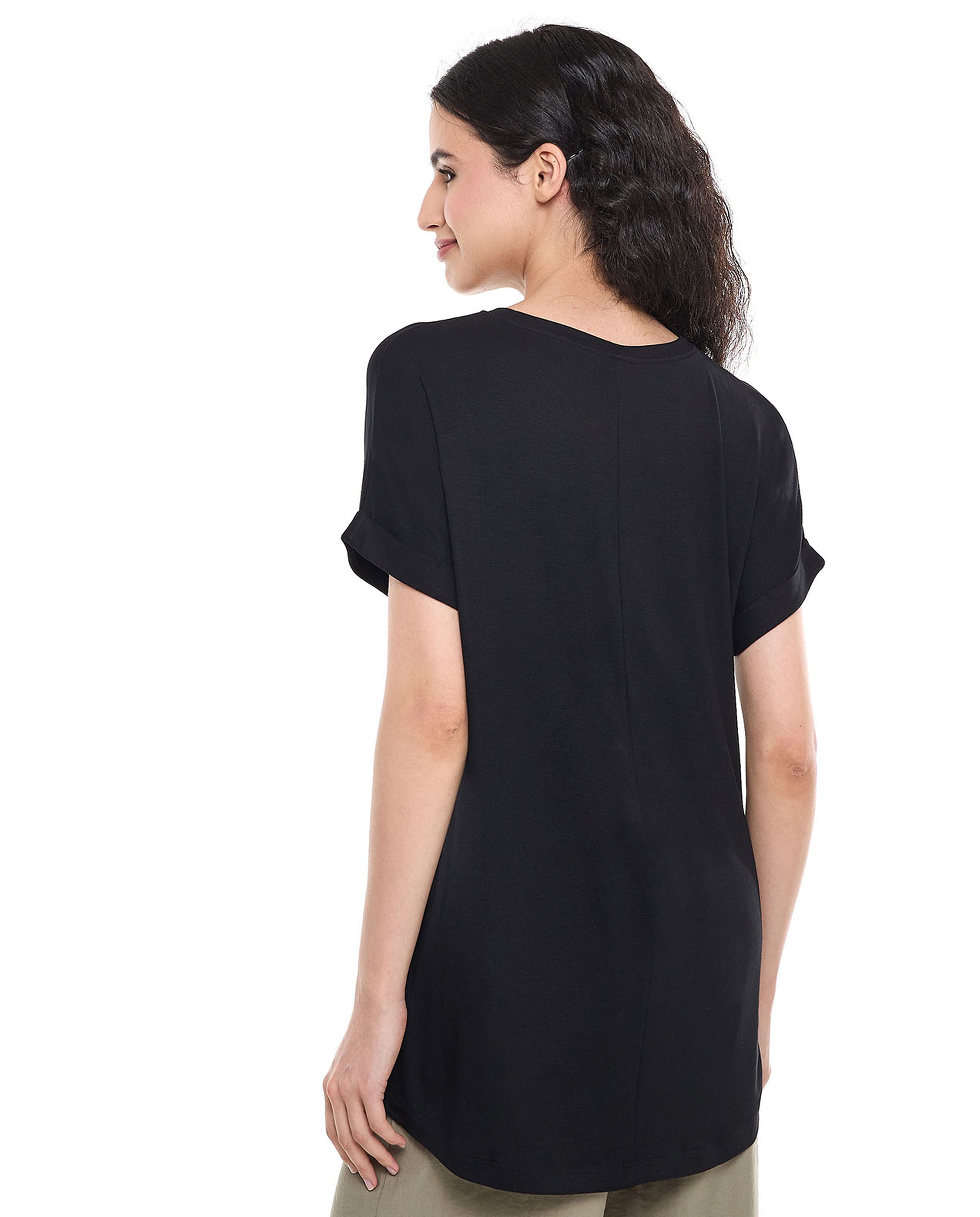 Ribbed Oversized T-Shirt with Crew Neck and Short Sleeves