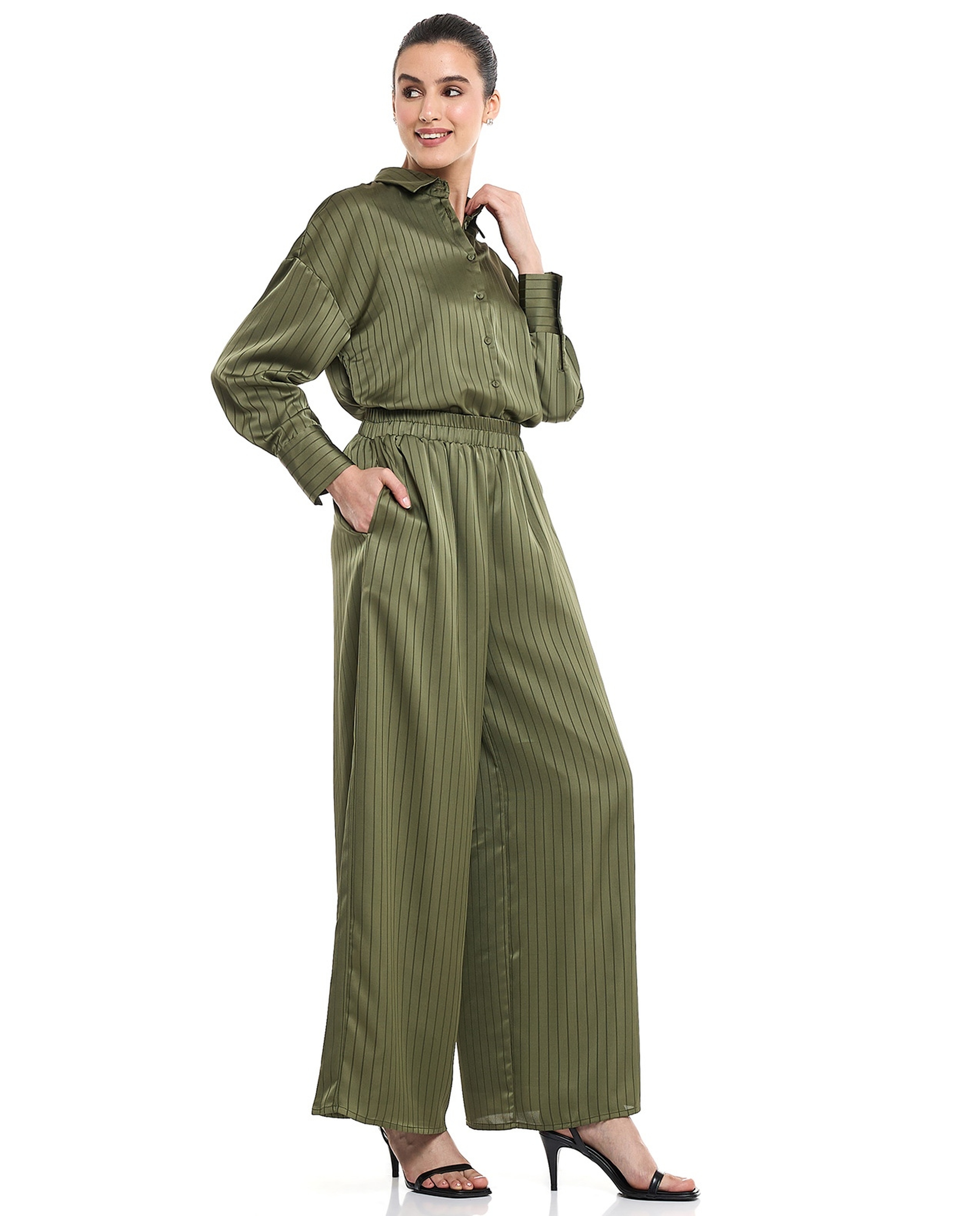 Striped Palazzo Pants with Elastic Waist