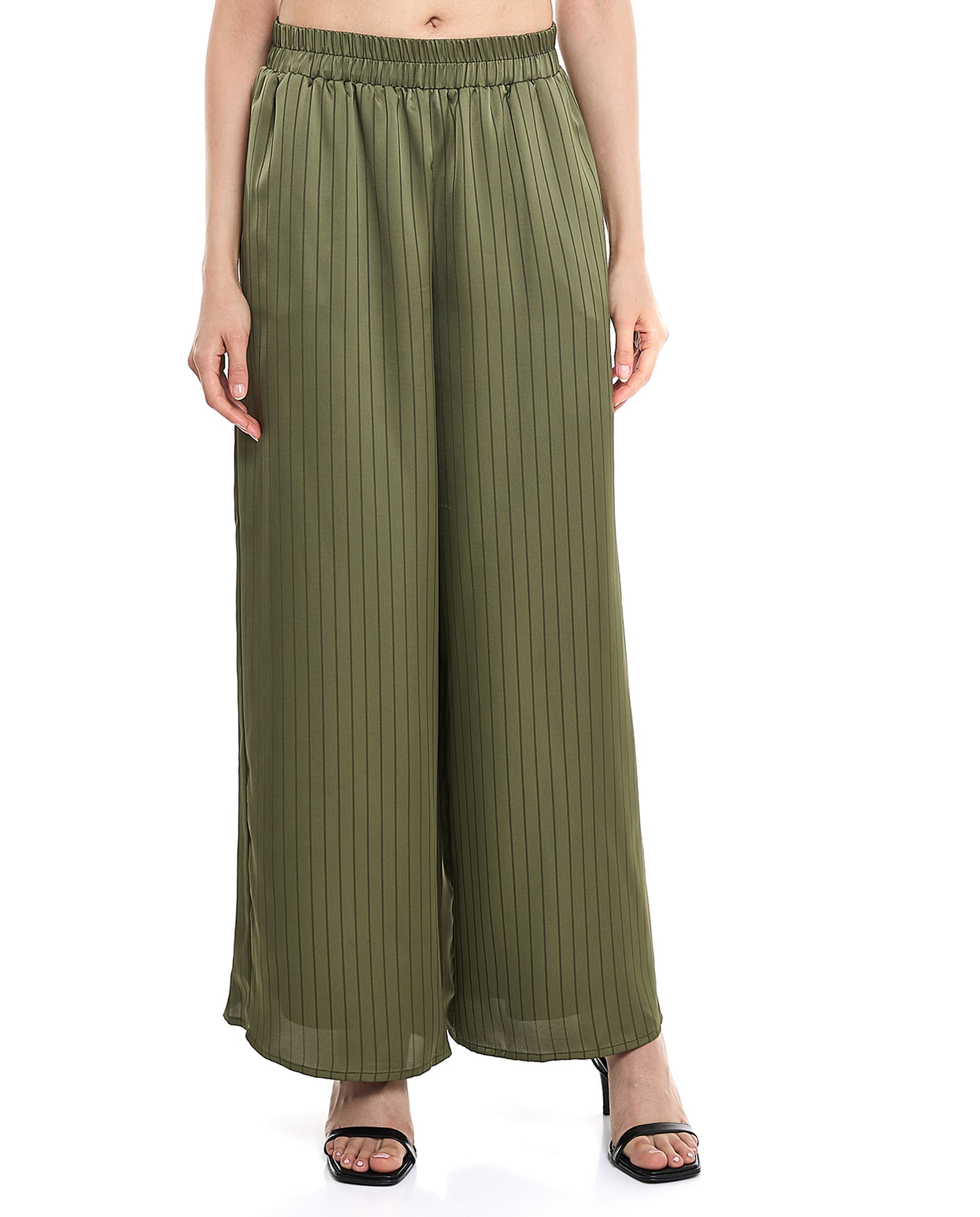Striped Palazzo Pants with Elastic Waist