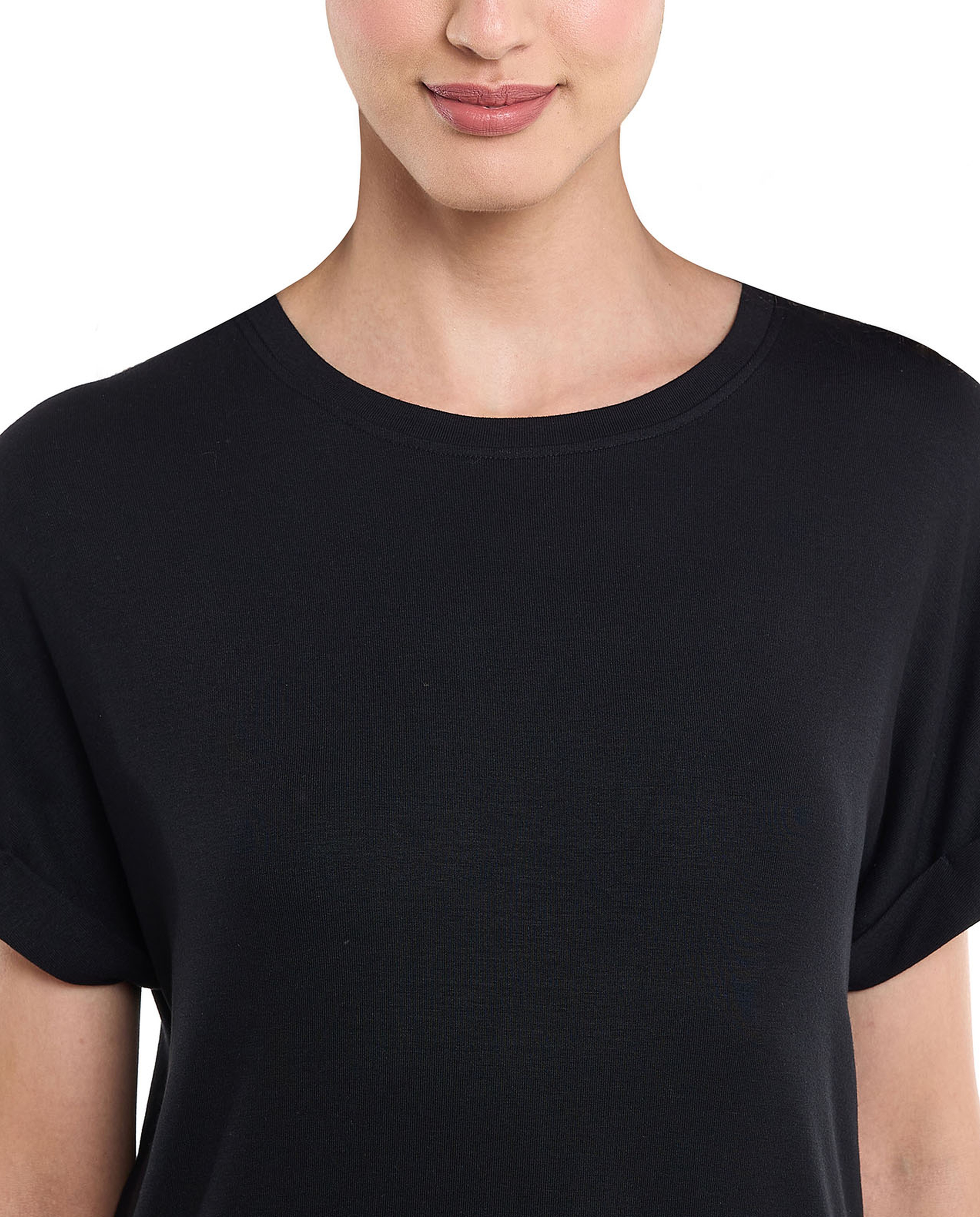 Ribbed Oversized T-Shirt with Crew Neck and Short Sleeves