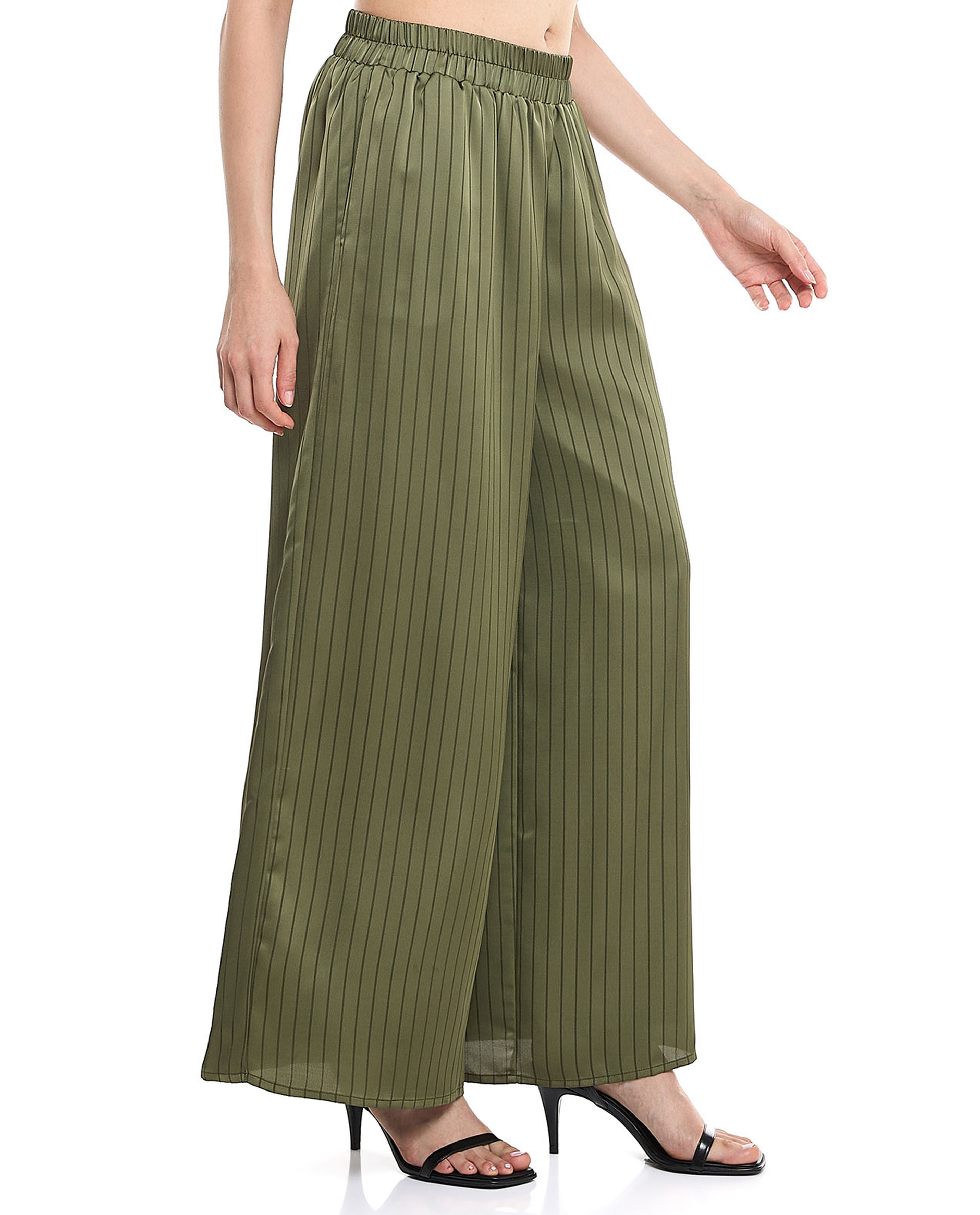 Striped Palazzo Pants with Elastic Waist