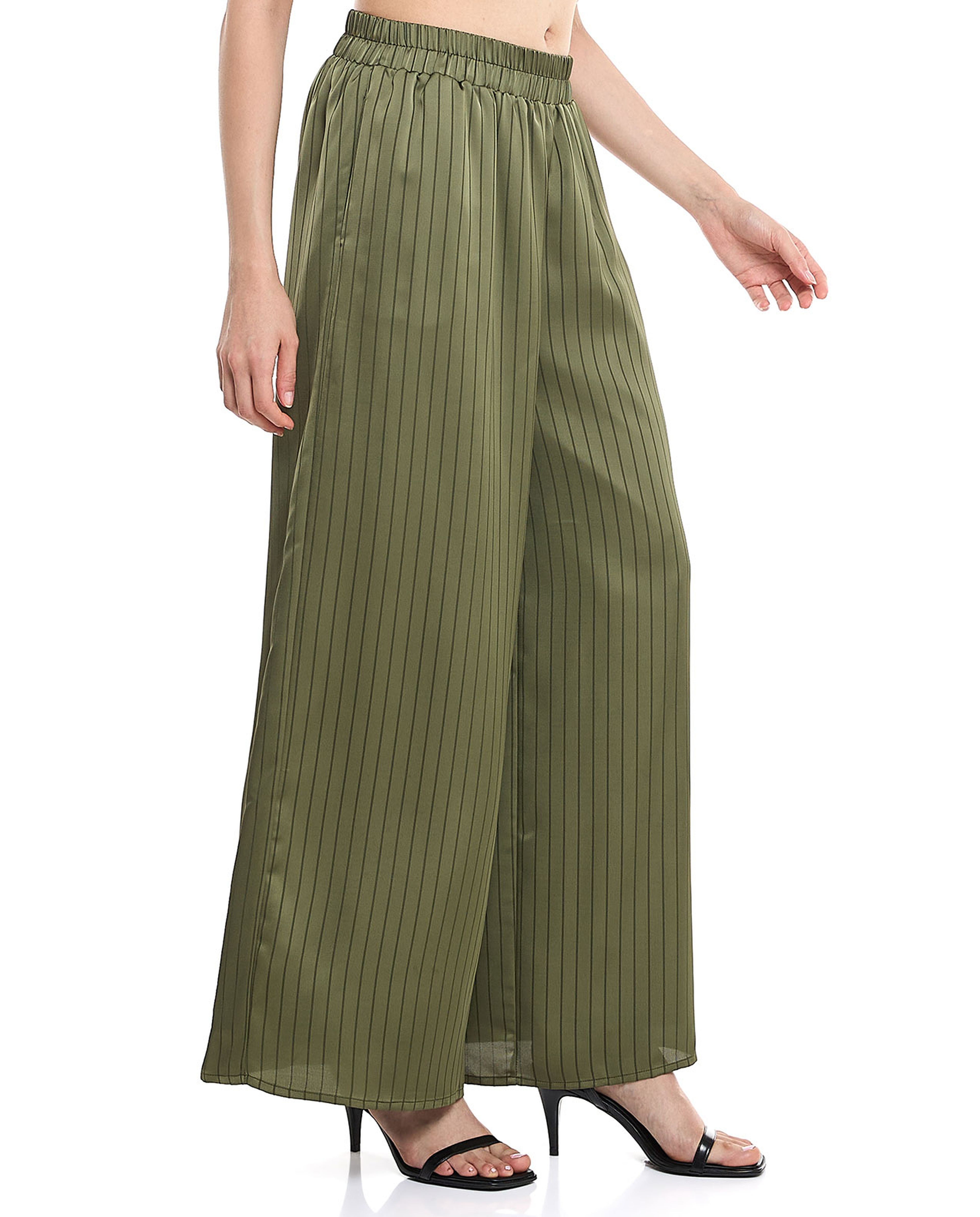 Striped Palazzo Pants with Elastic Waist