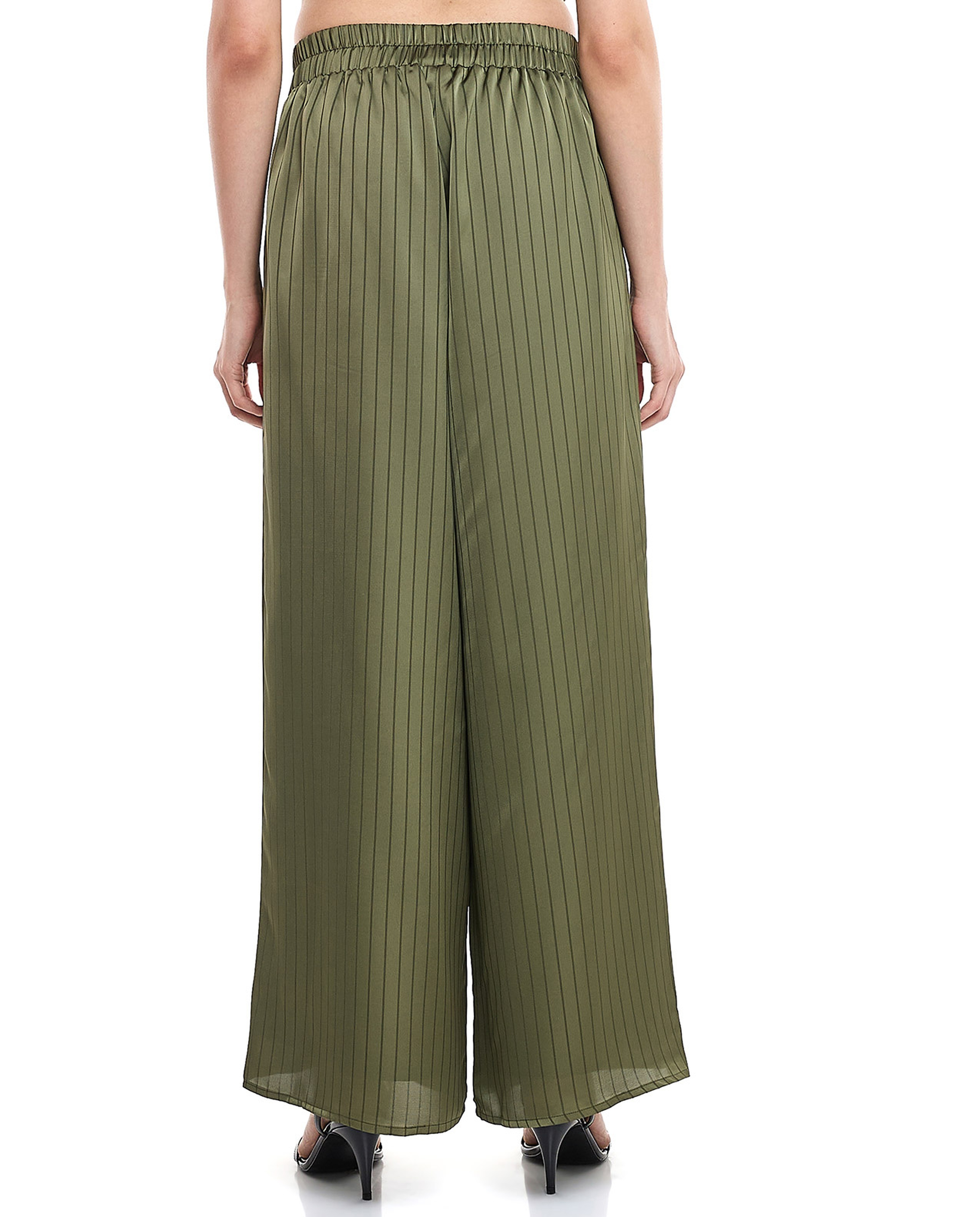 Striped Palazzo Pants with Elastic Waist