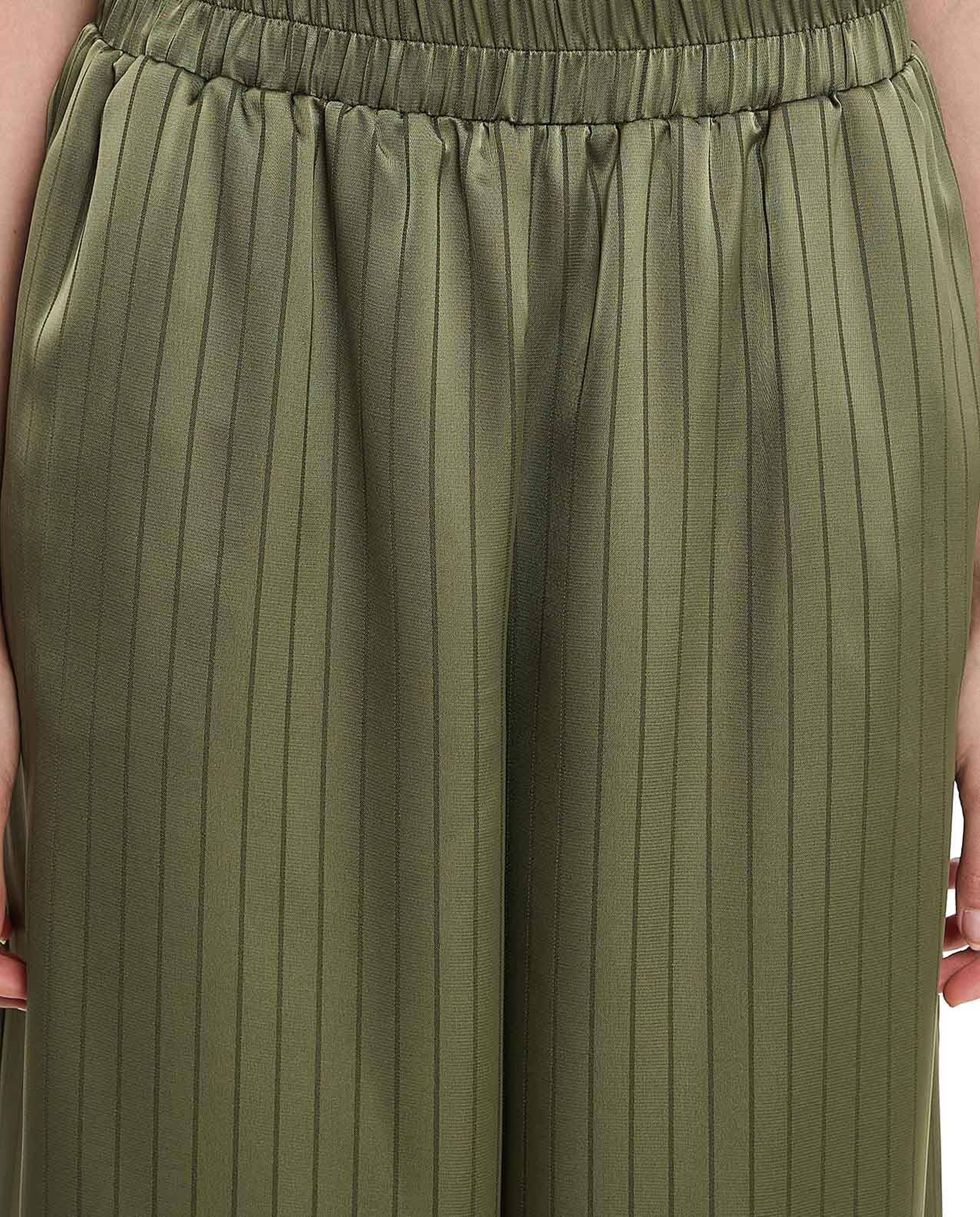 Striped Palazzo Pants with Elastic Waist