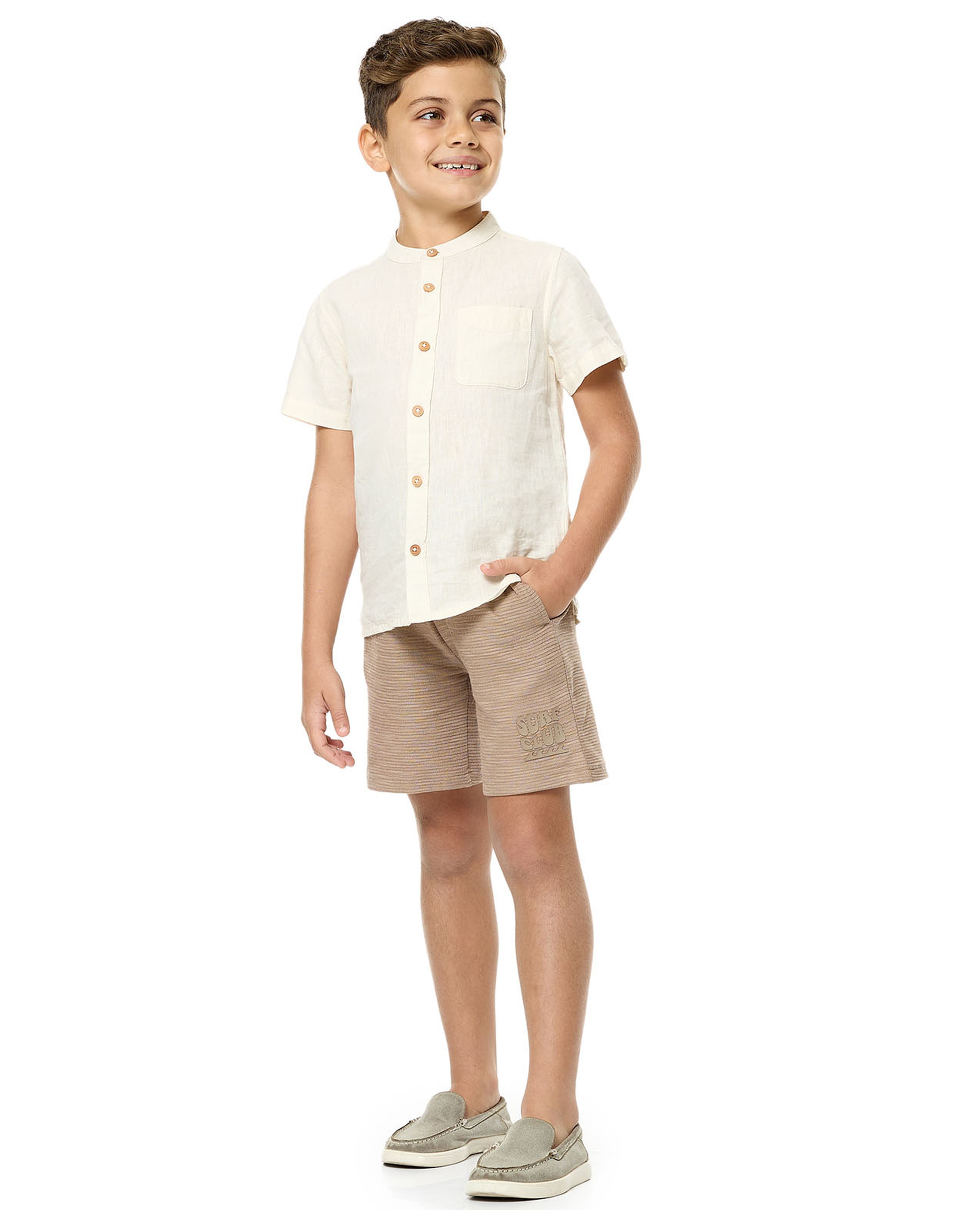 Textured Shorts with Drawstring Waist