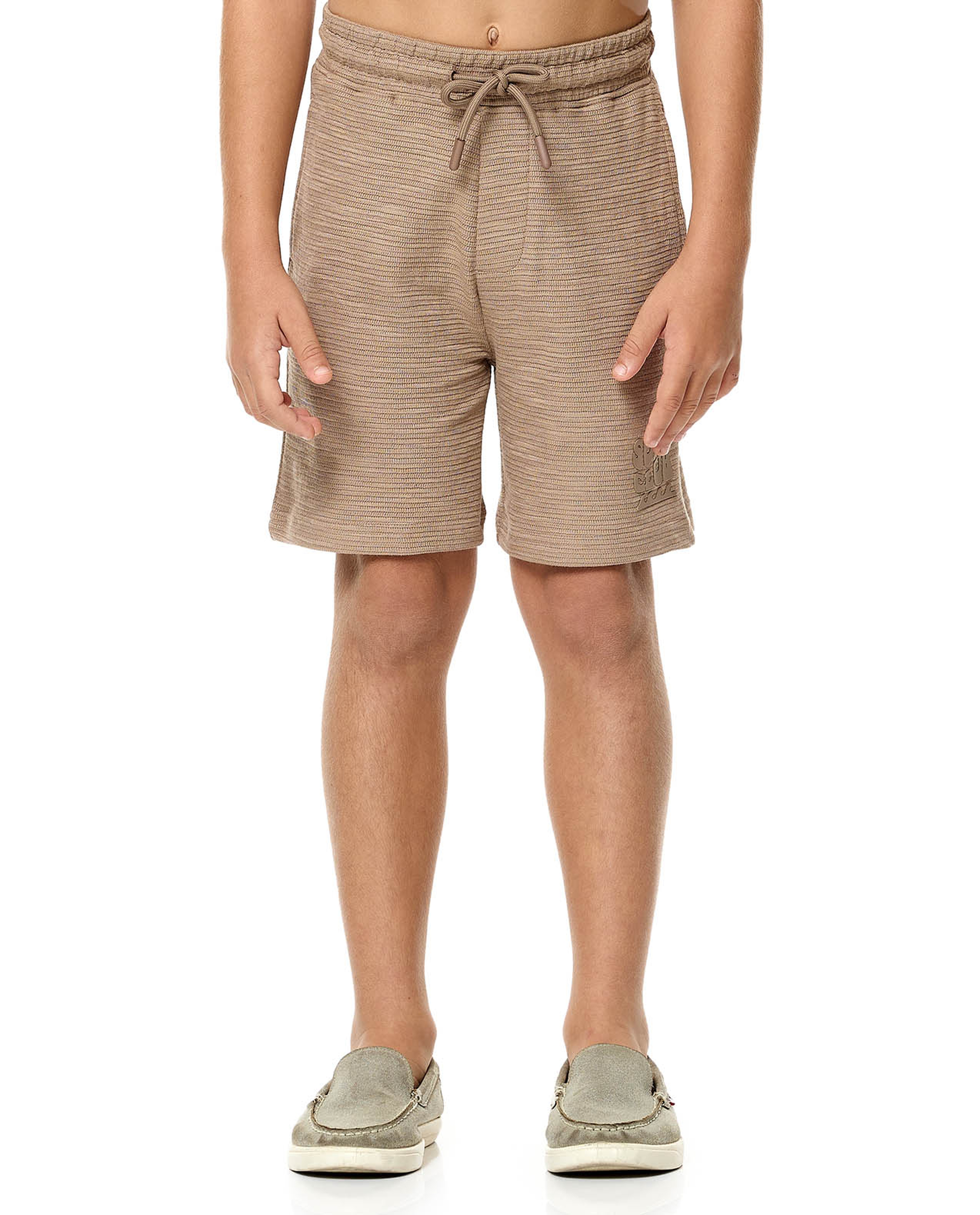Textured Shorts with Drawstring Waist