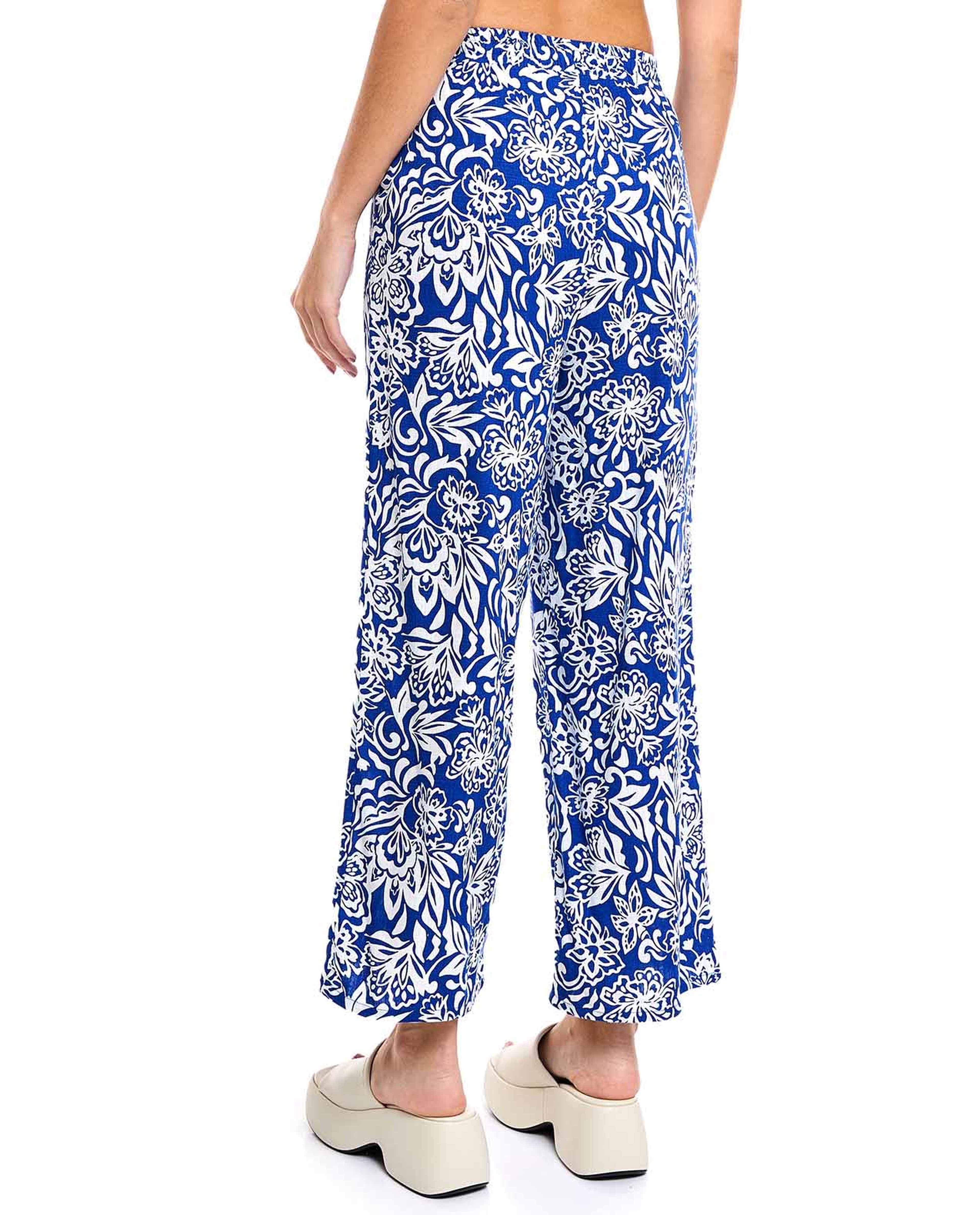 Patterned Wide Leg Pants with Drawstring Waist