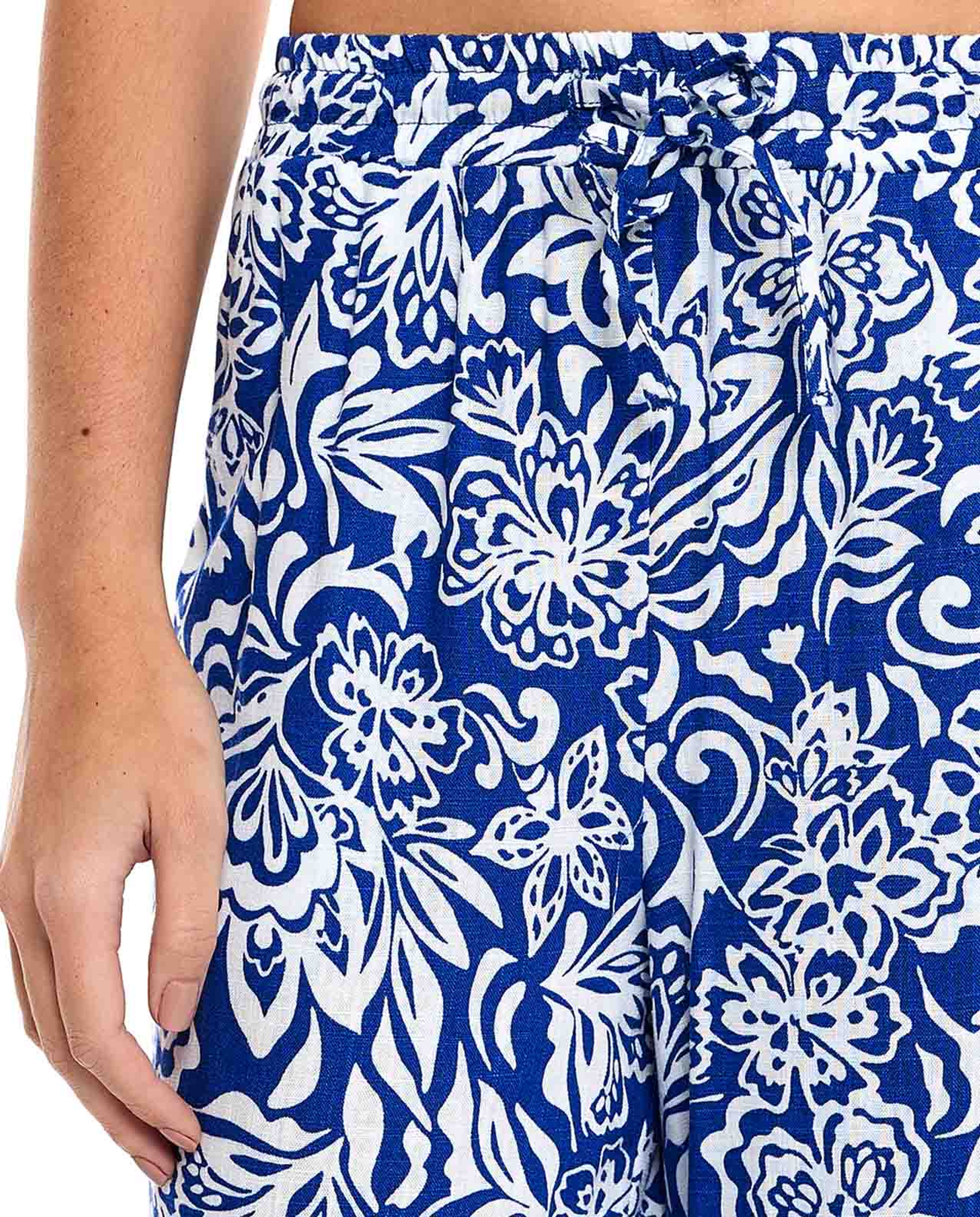 Patterned Wide Leg Pants with Drawstring Waist