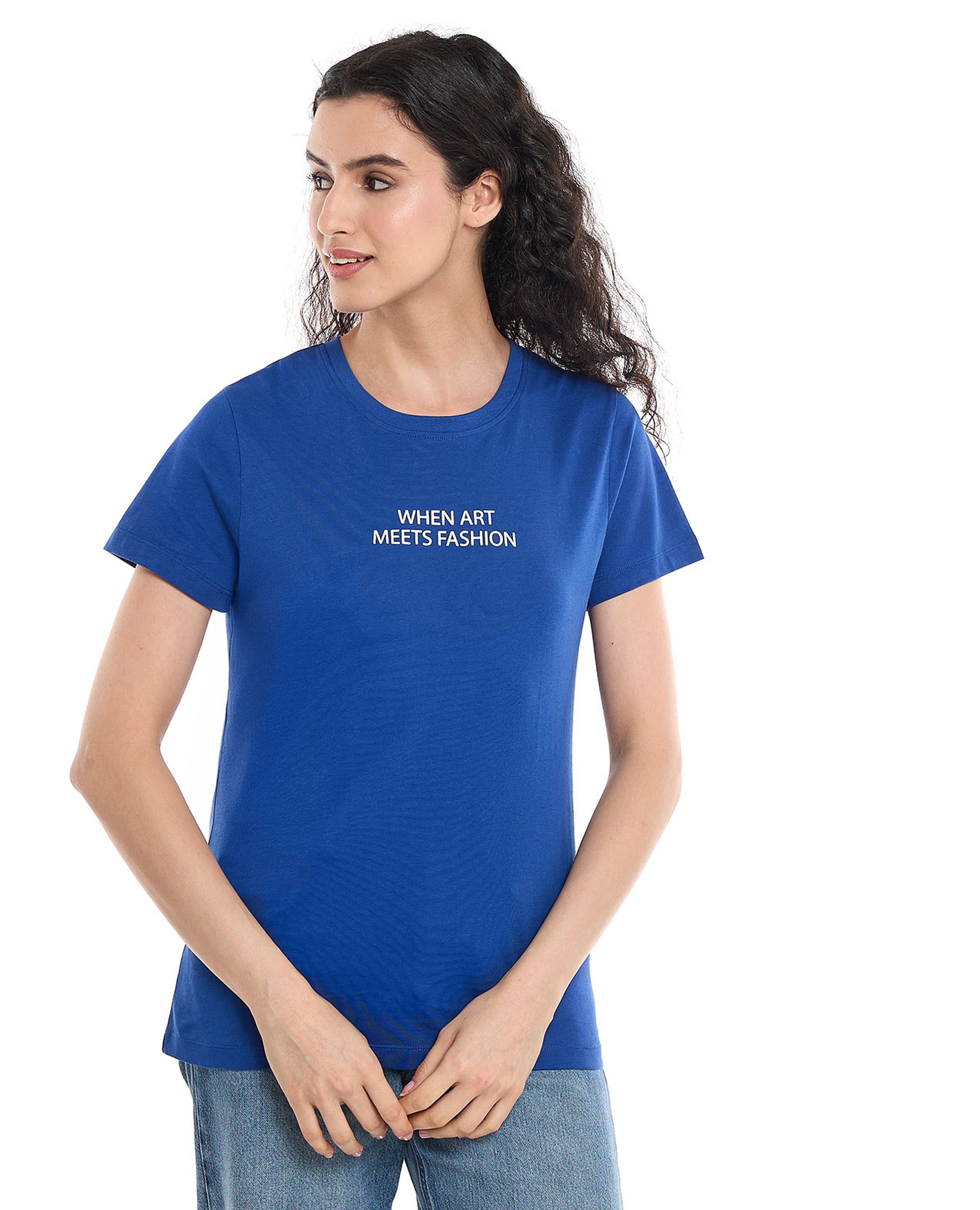 Printed T-Shirt with Crew Neck and Short Sleeves