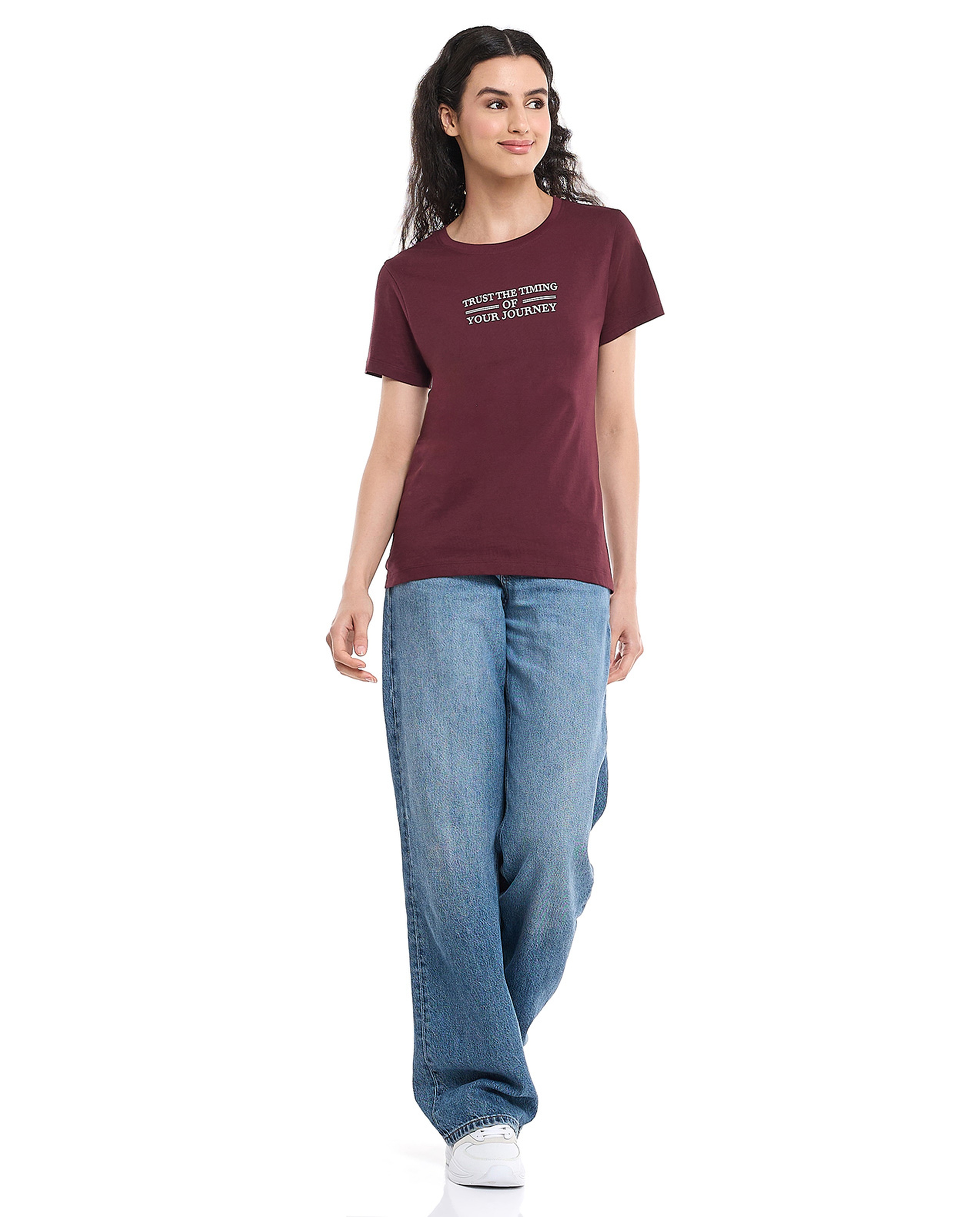 Printed T-Shirt with Crew Neck and Short Sleeves