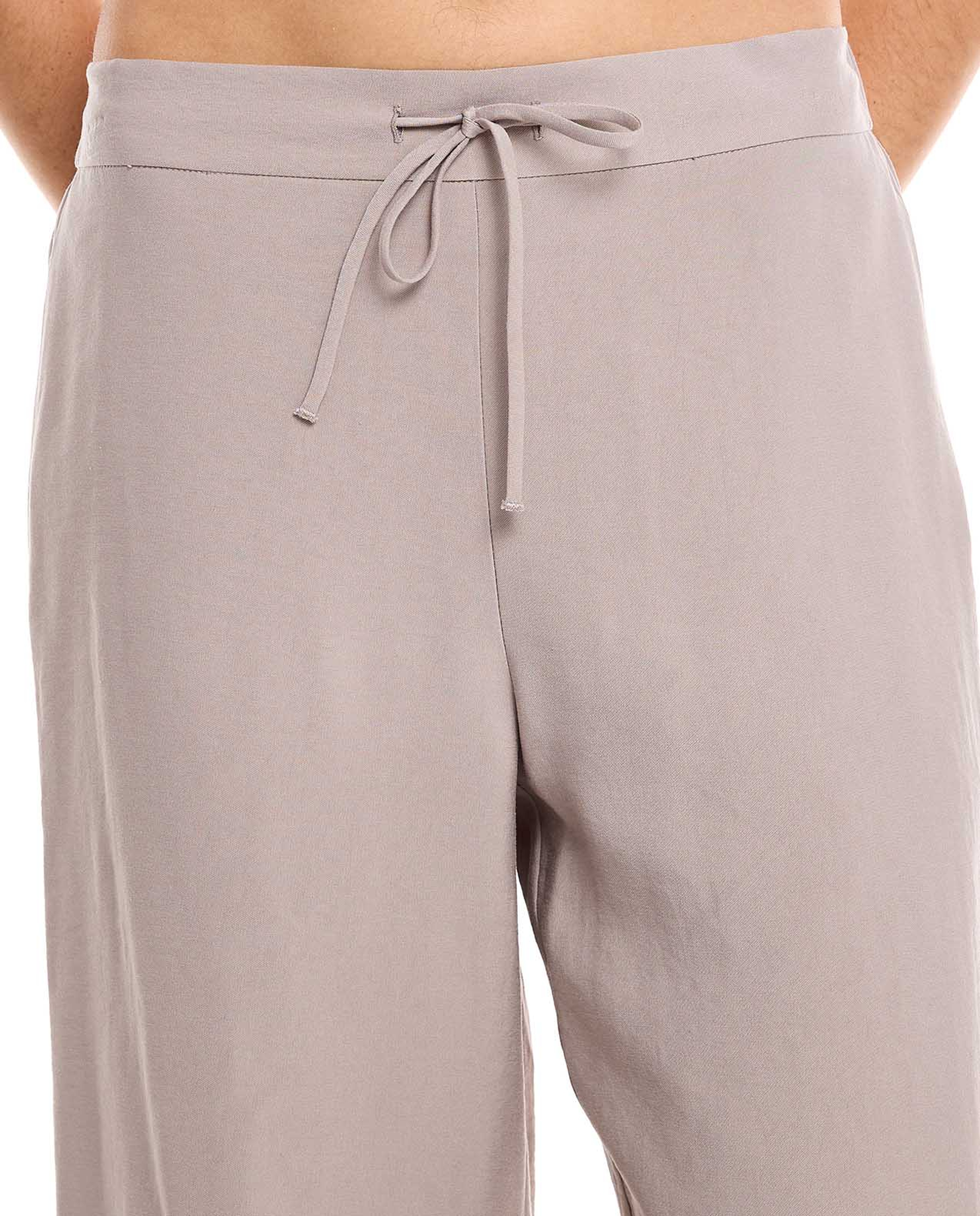 Solid Wide Leg Pants with Drawstring Waist