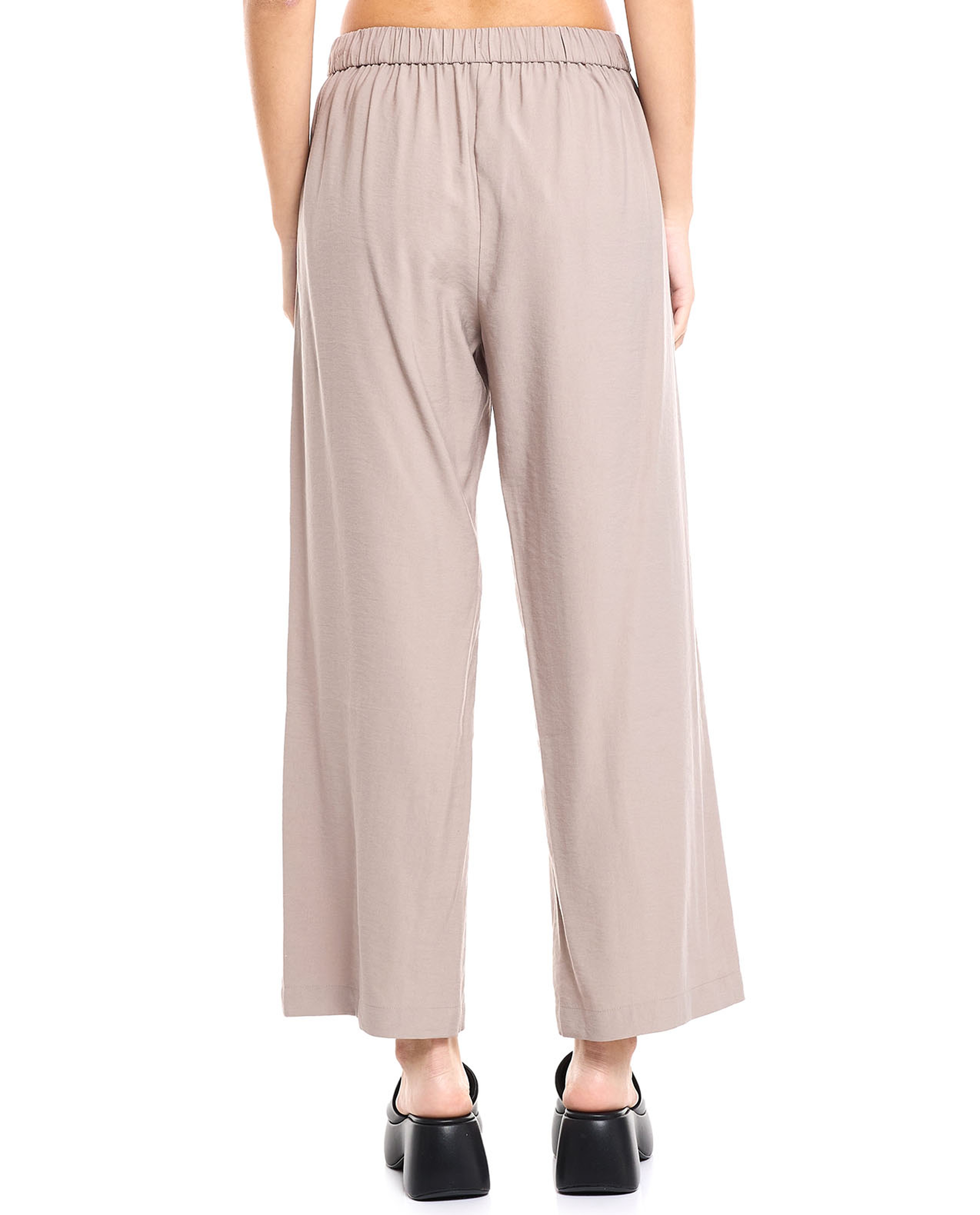 Solid Wide Leg Pants with Drawstring Waist