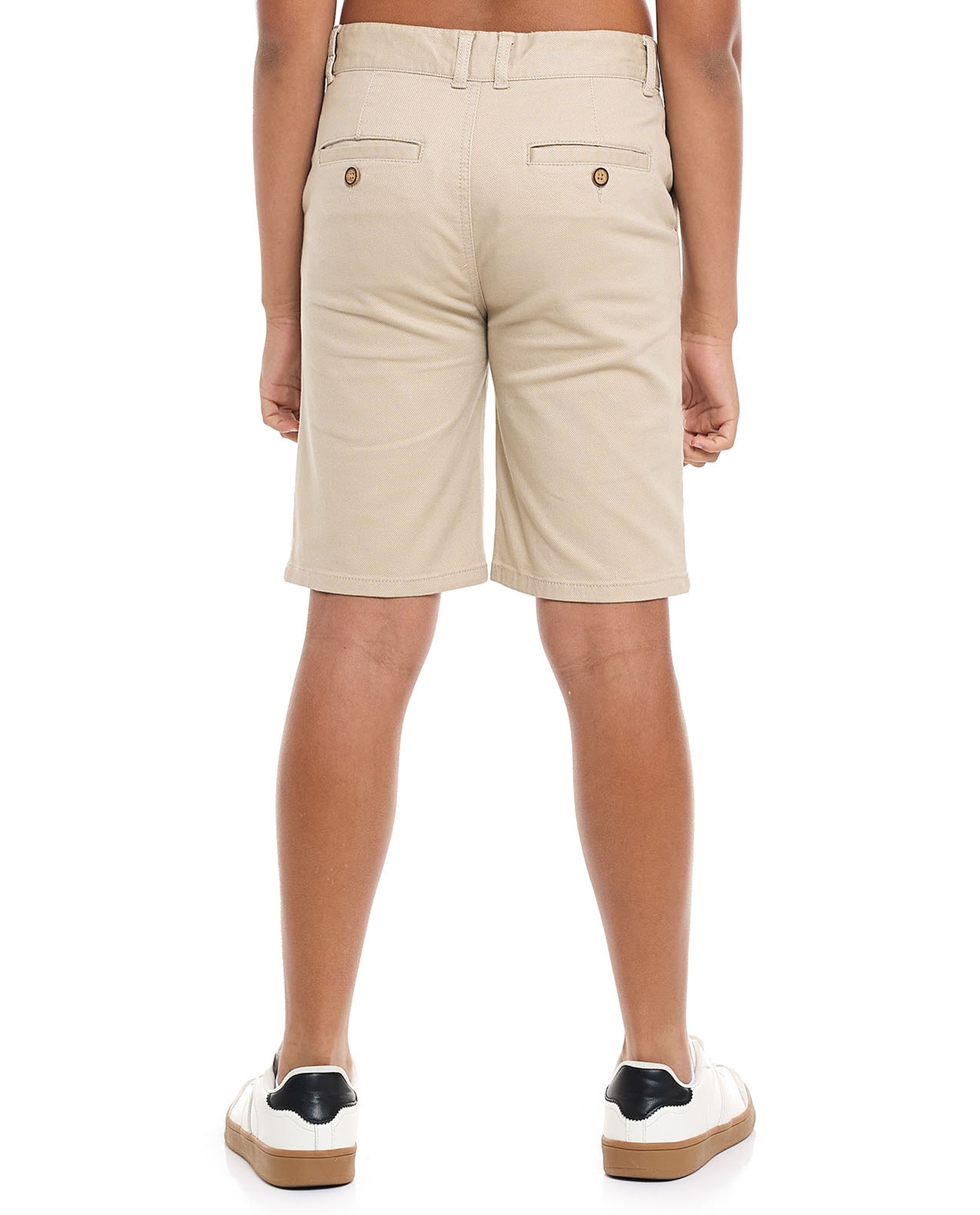 Textured Shorts with Button Closure