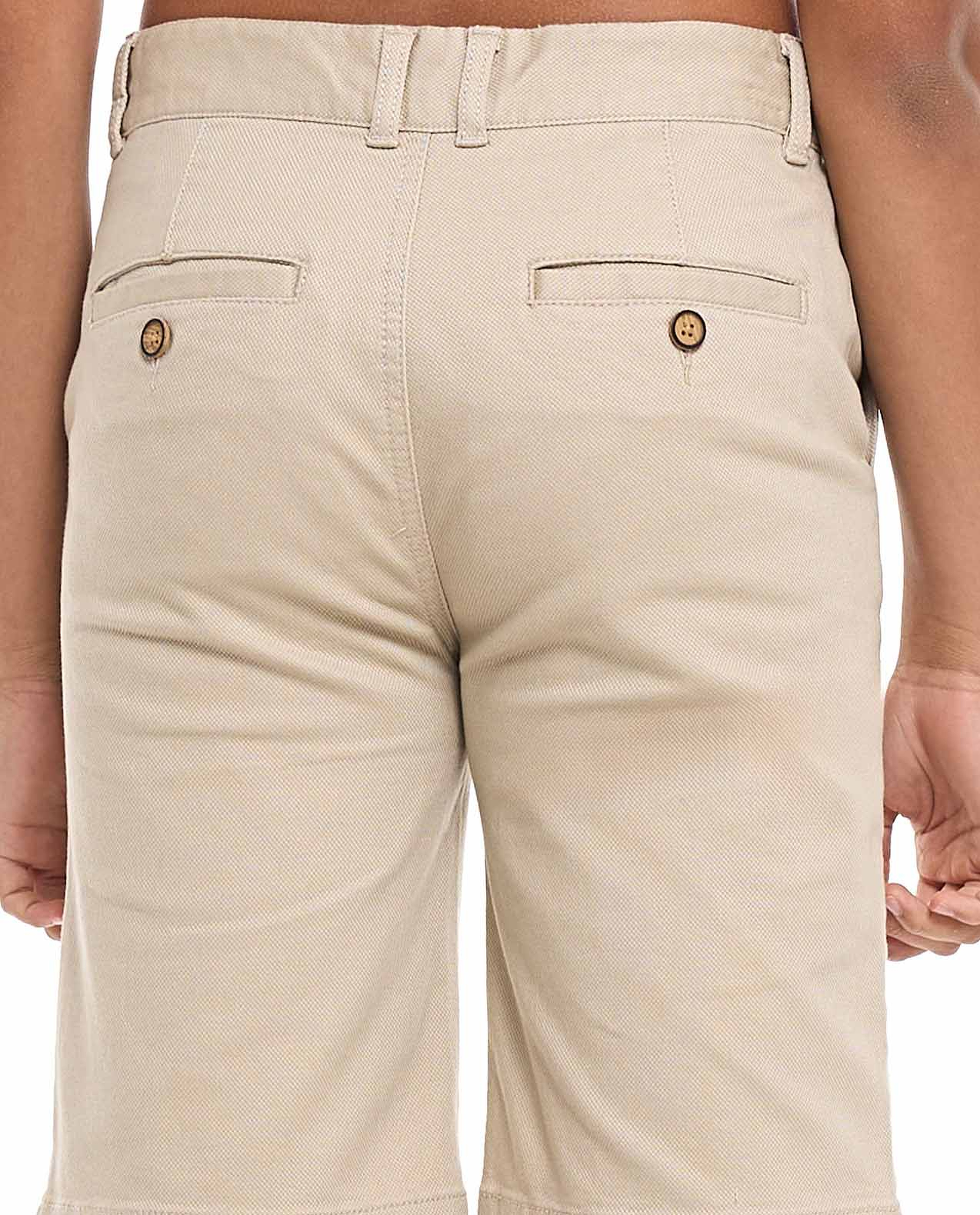 Textured Shorts with Button Closure