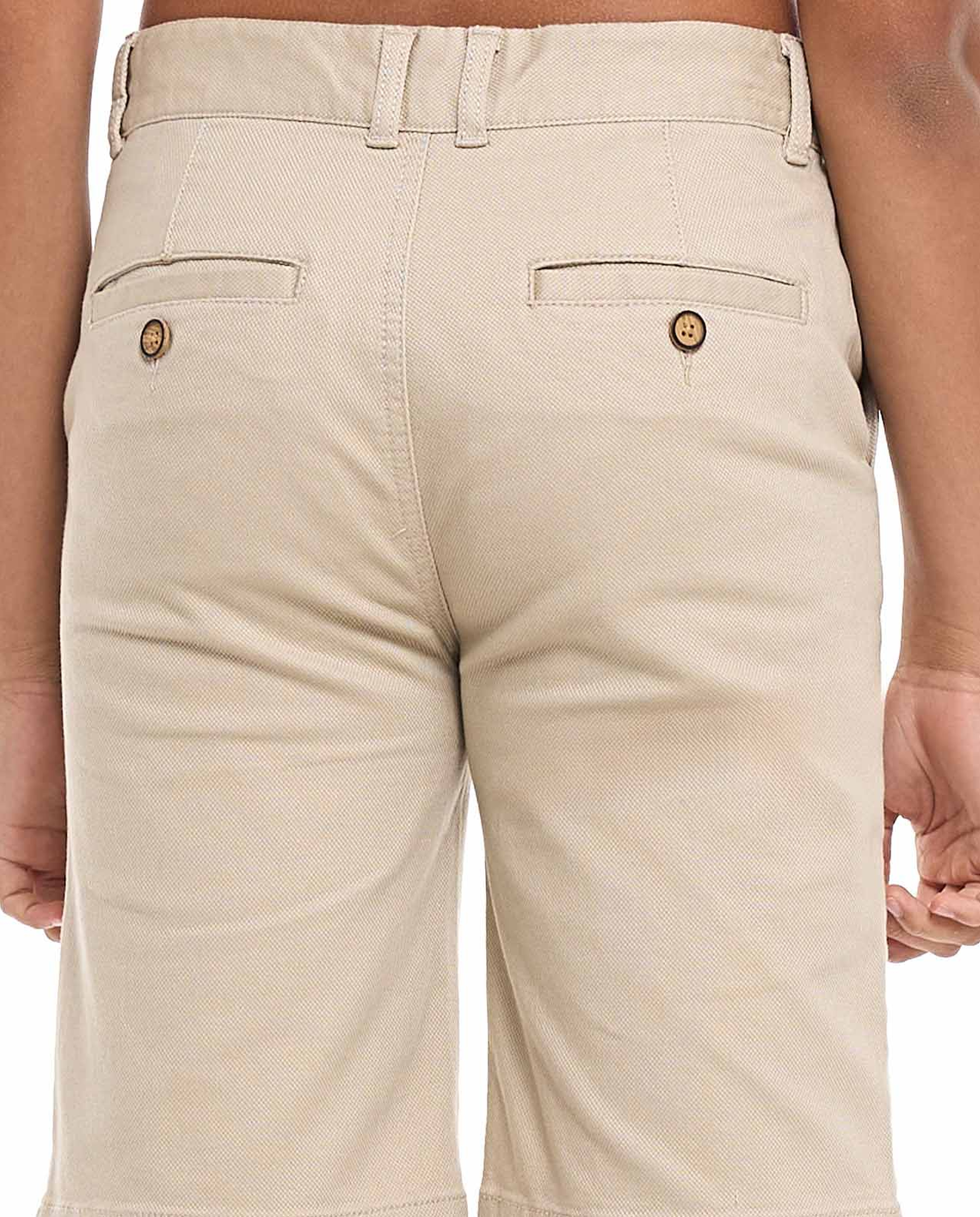Textured Shorts with Button Closure