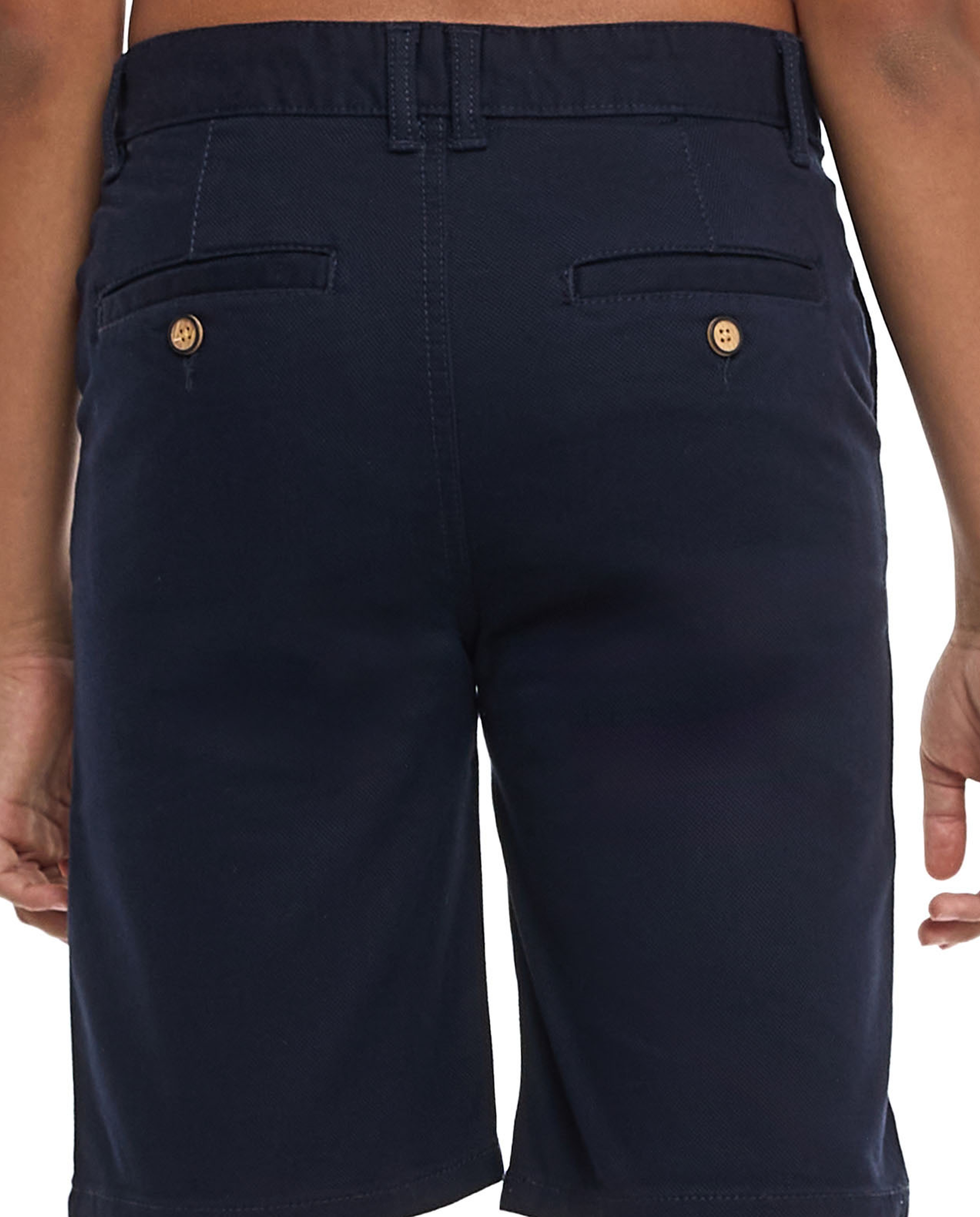 Textured Shorts with Button Closure