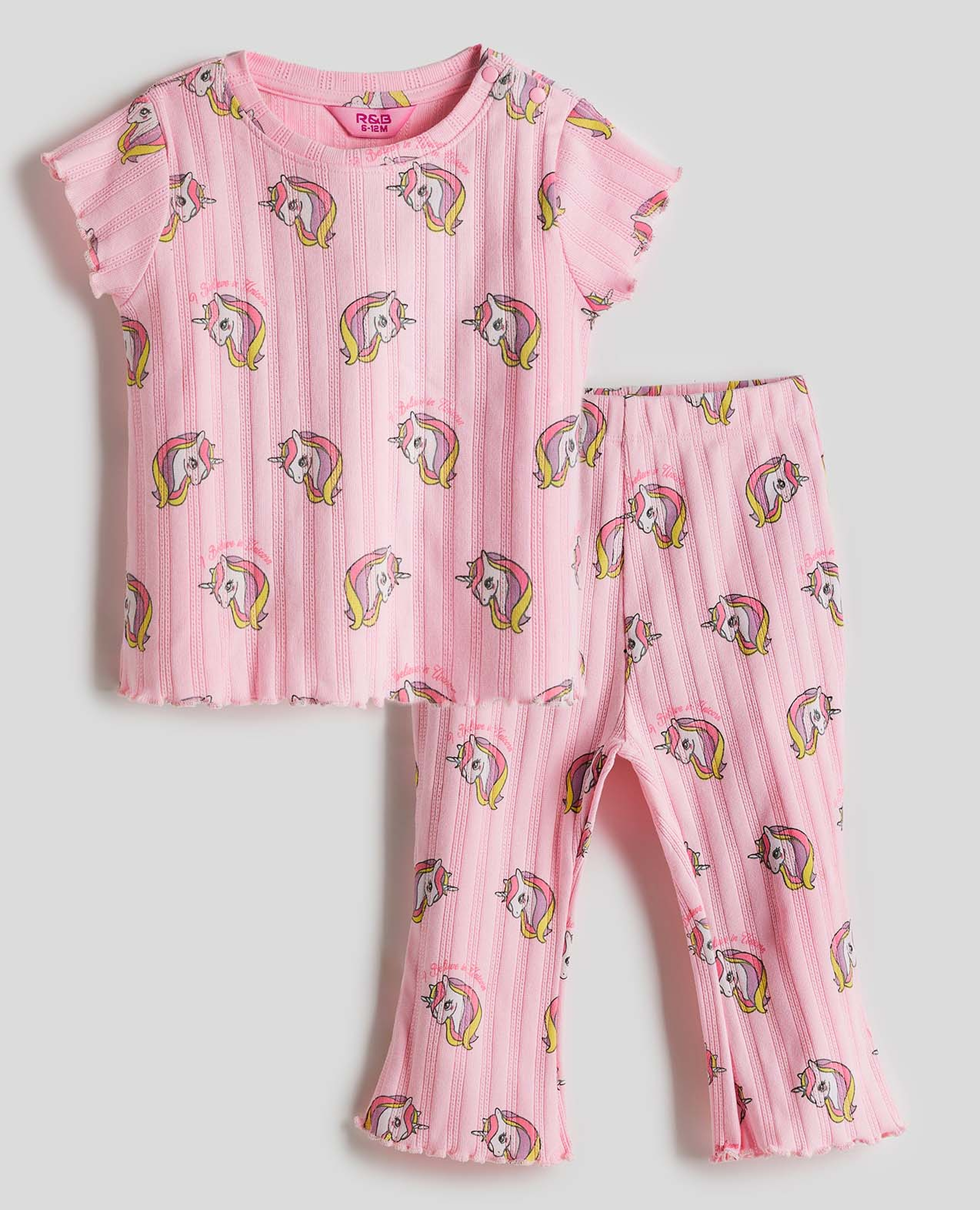 Unicorn Print Clothing Set with Headband
