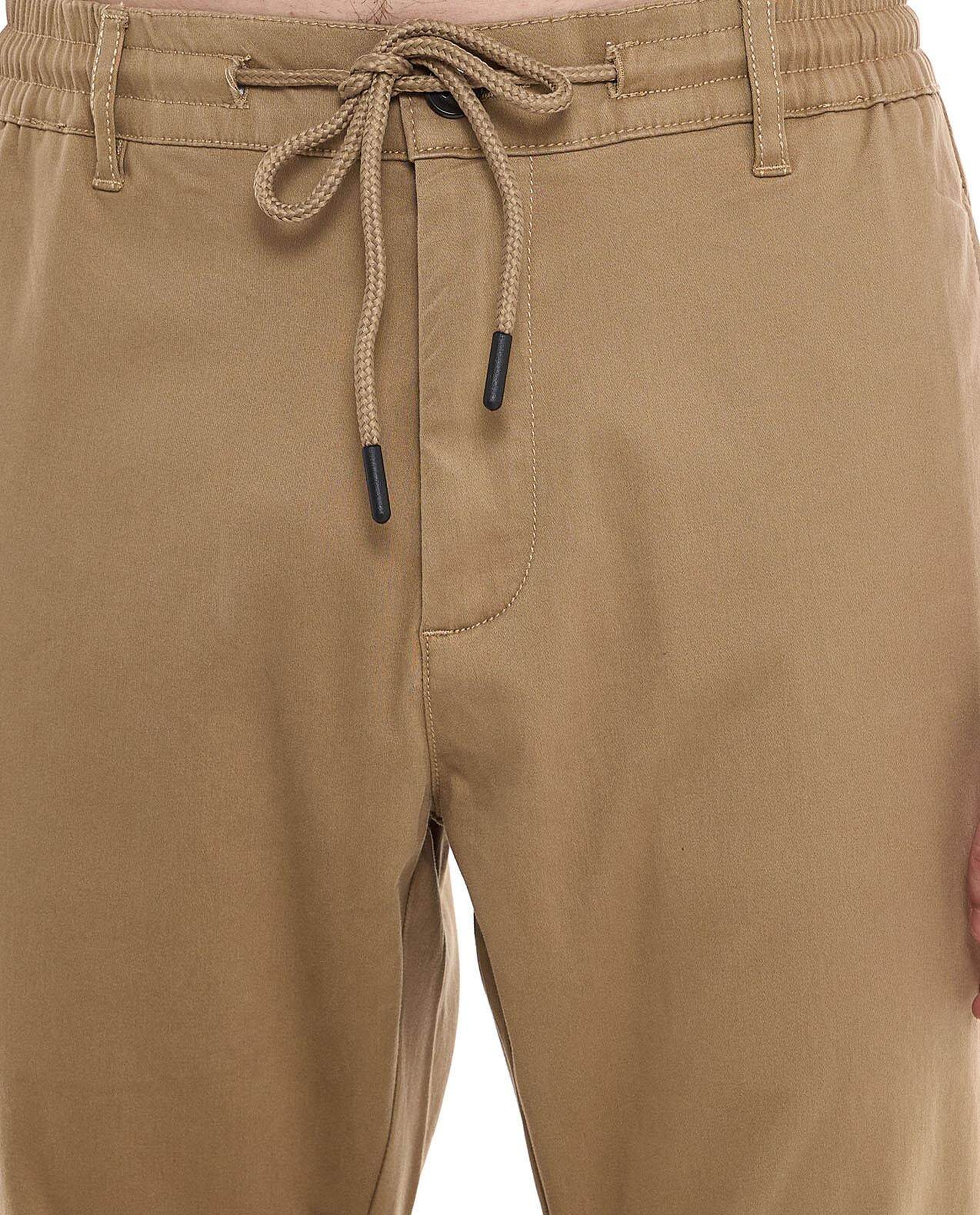 Solid Jogger Pants with Drawstring Waist