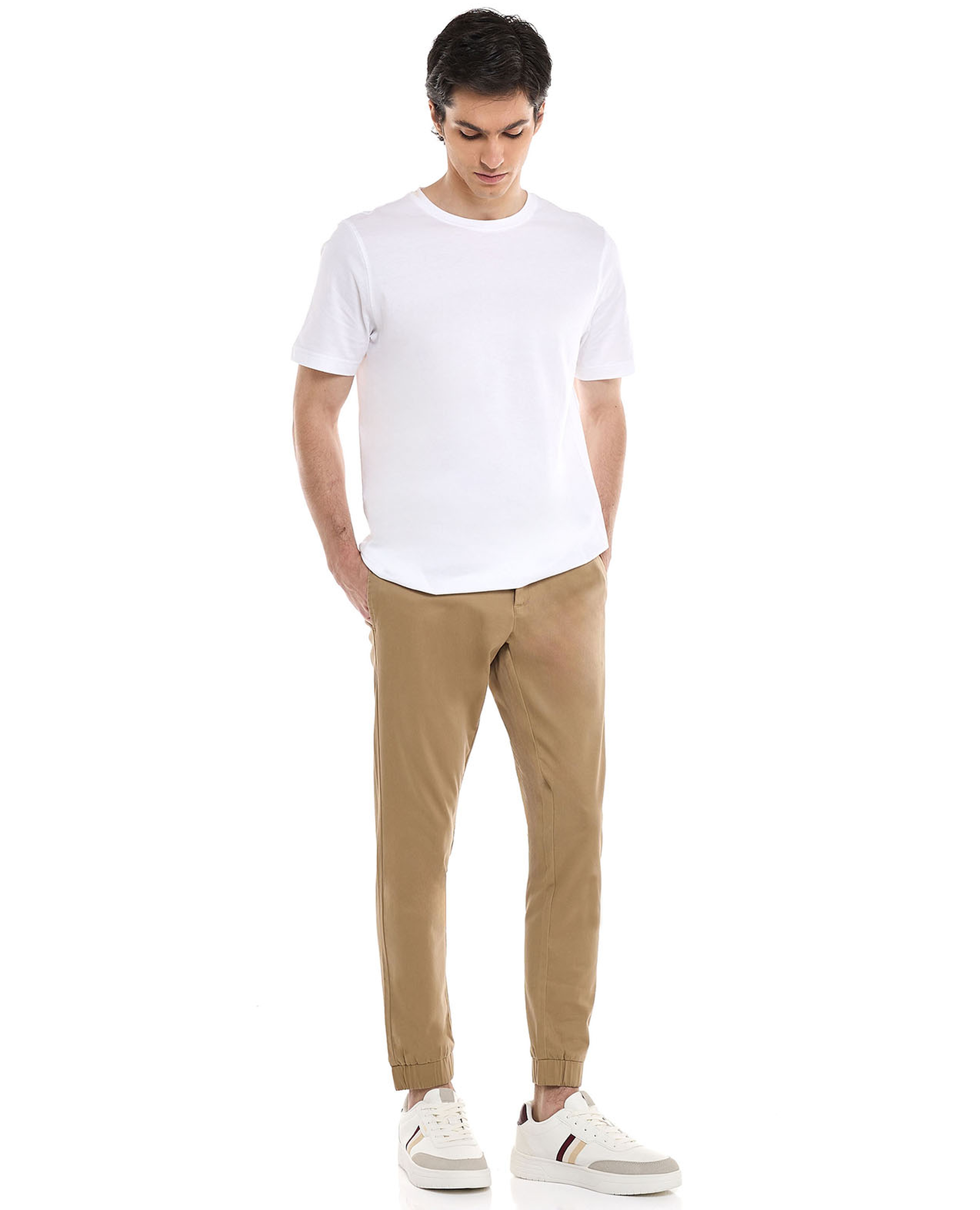 Solid Jogger Pants with Drawstring Waist