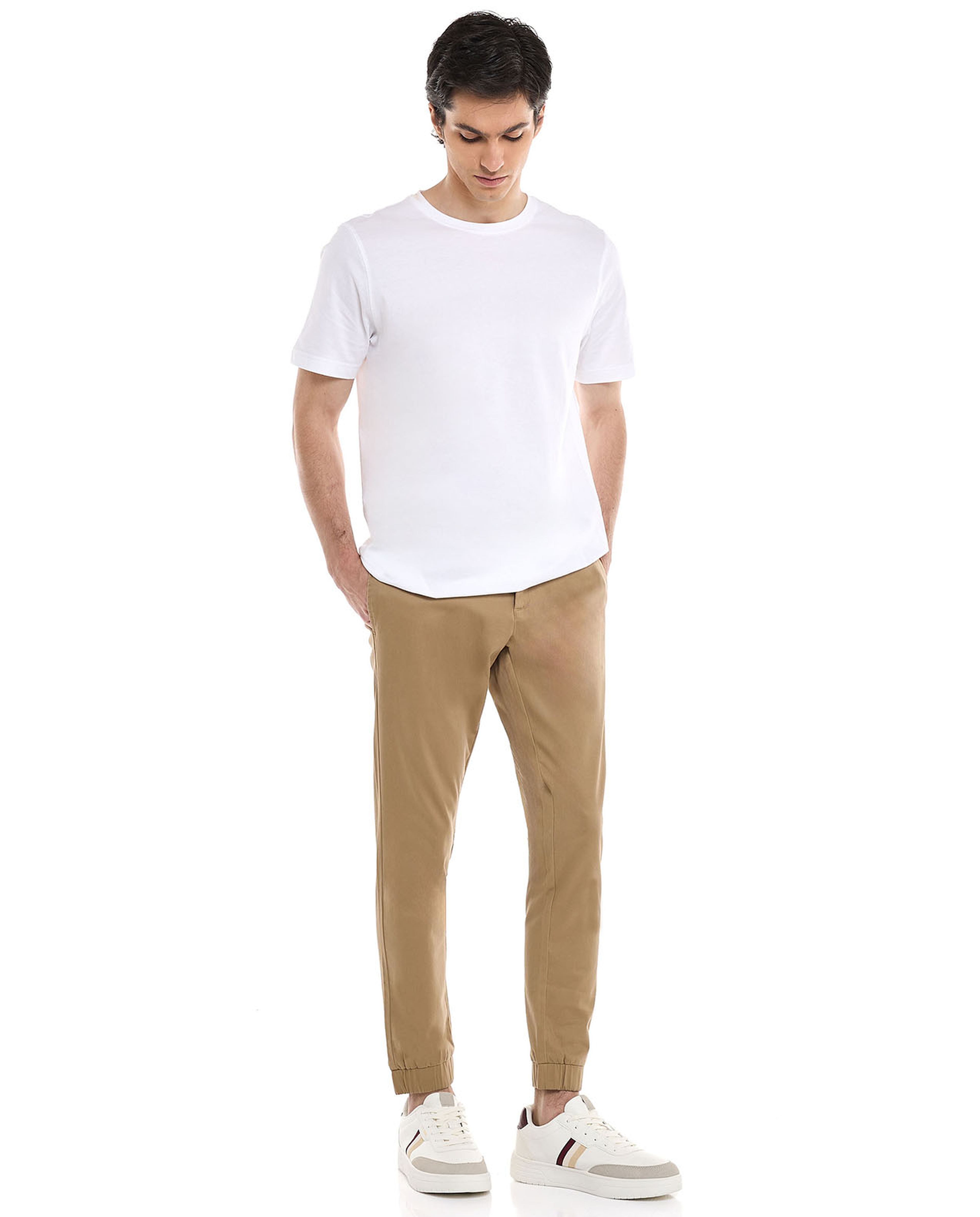 Solid Jogger Pants with Drawstring Waist