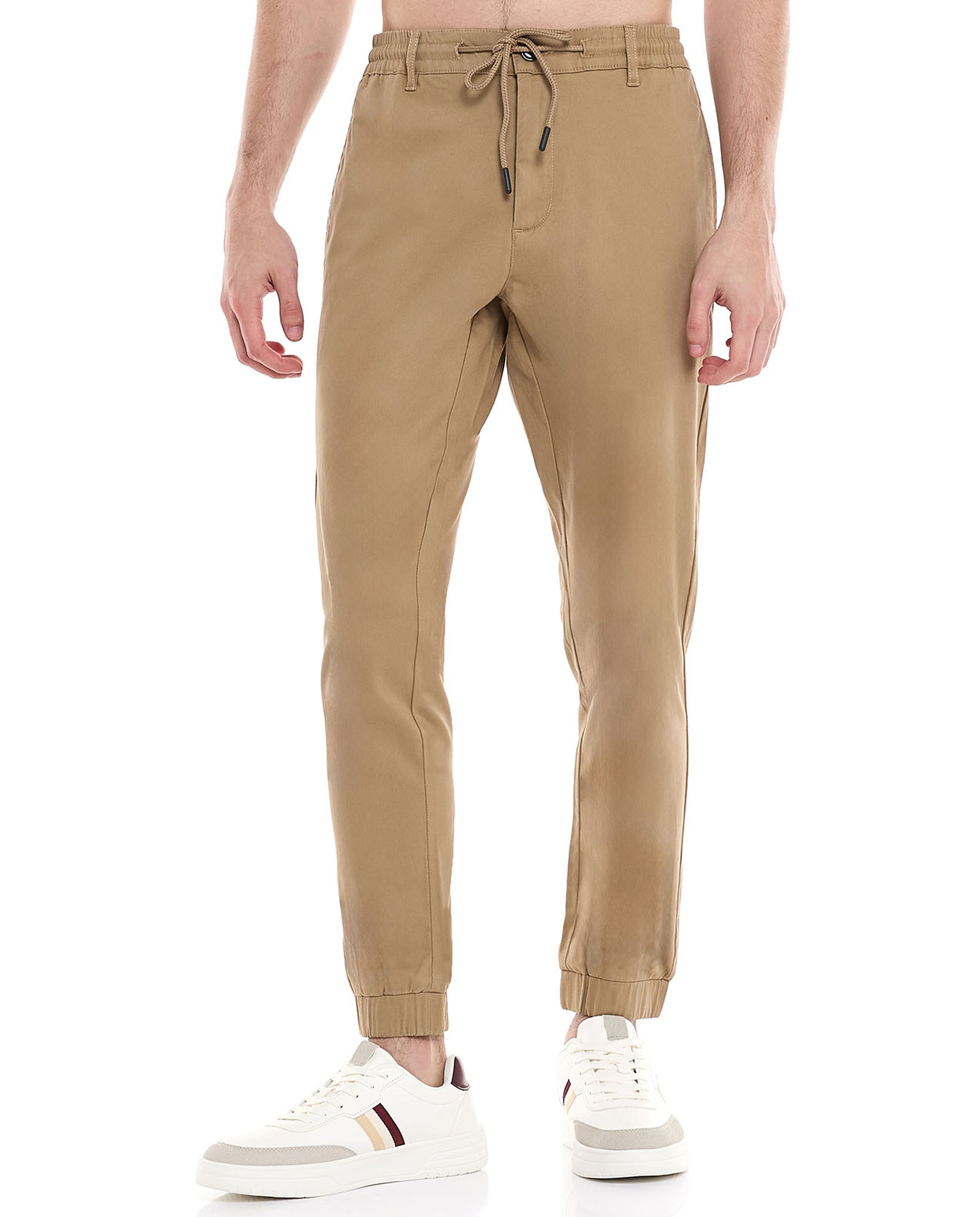 Solid Jogger Pants with Drawstring Waist