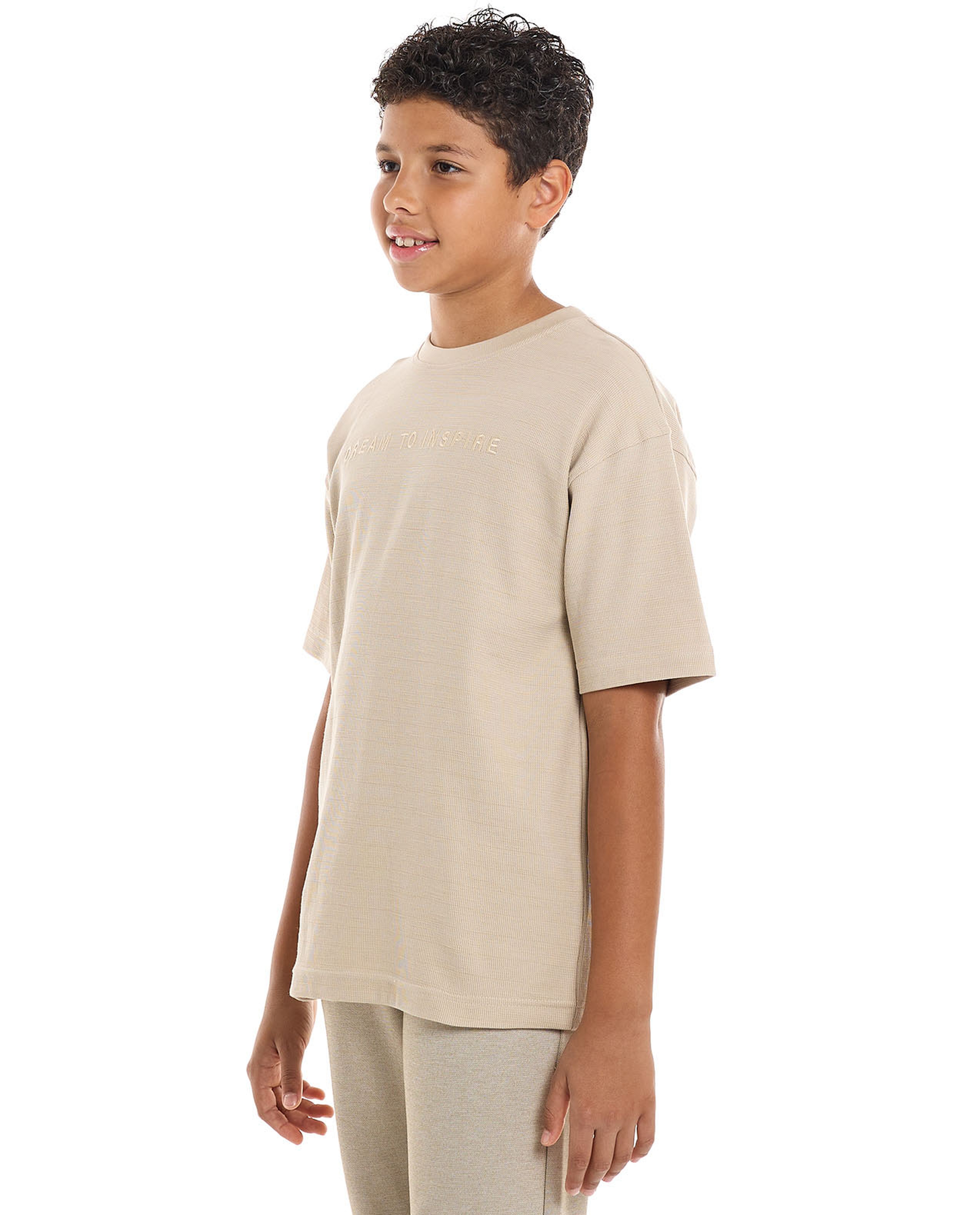 Embroidered T-Shirt with Crew Neck and Short Sleeves