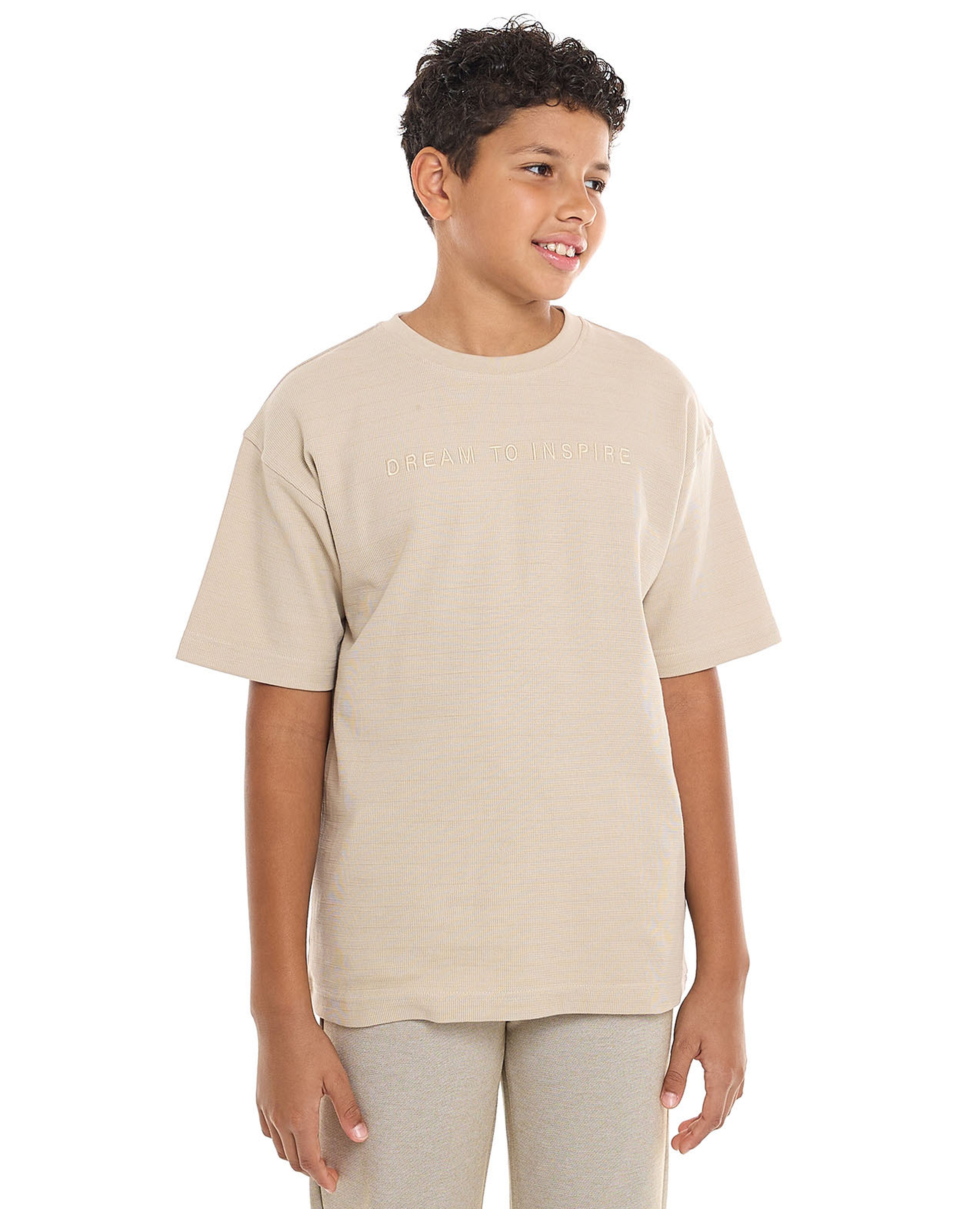 Embroidered T-Shirt with Crew Neck and Short Sleeves
