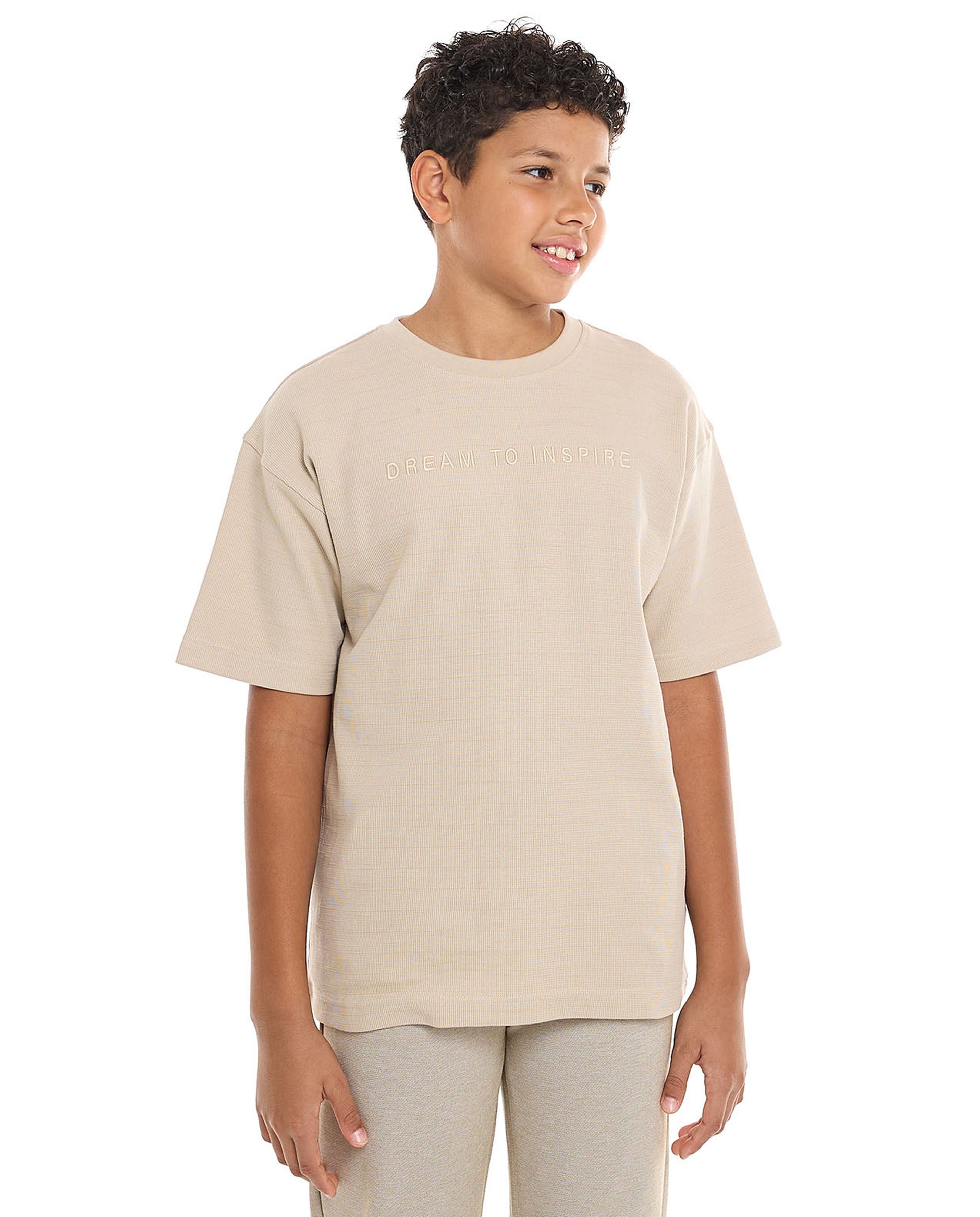 Embroidered T-Shirt with Crew Neck and Short Sleeves