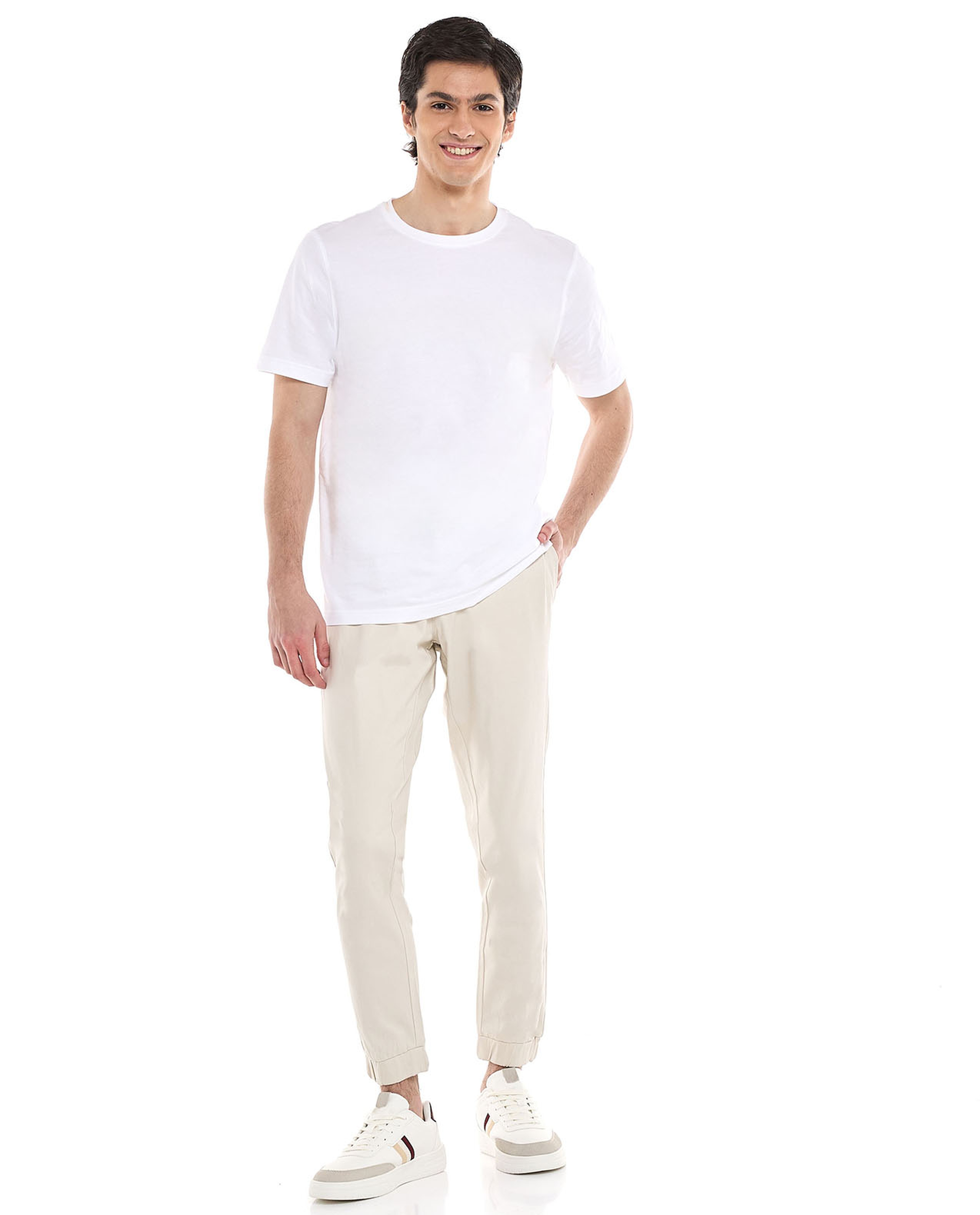 Solid Jogger Pants with Drawstring Waist