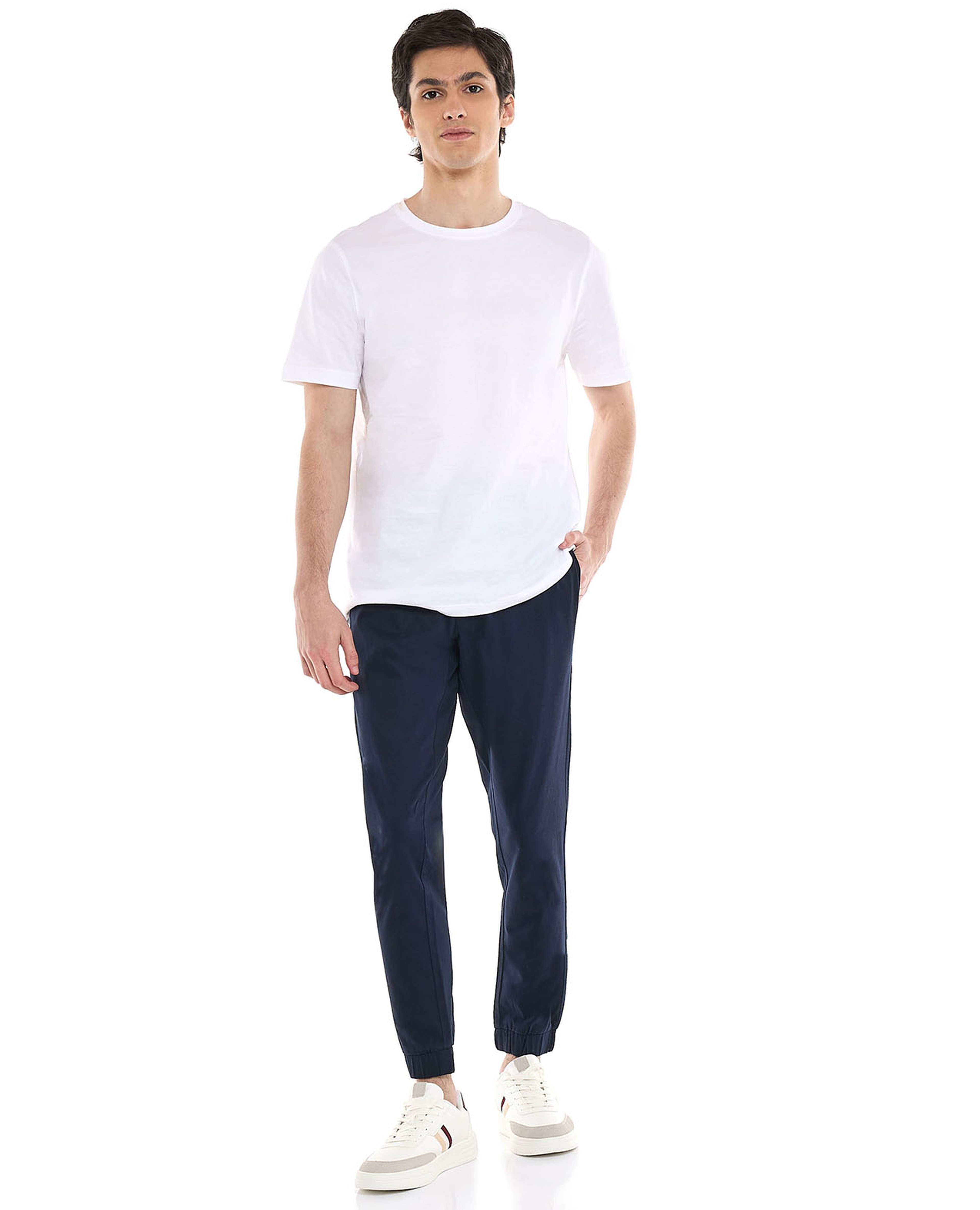 Solid Jogger Pants with Drawstring Waist