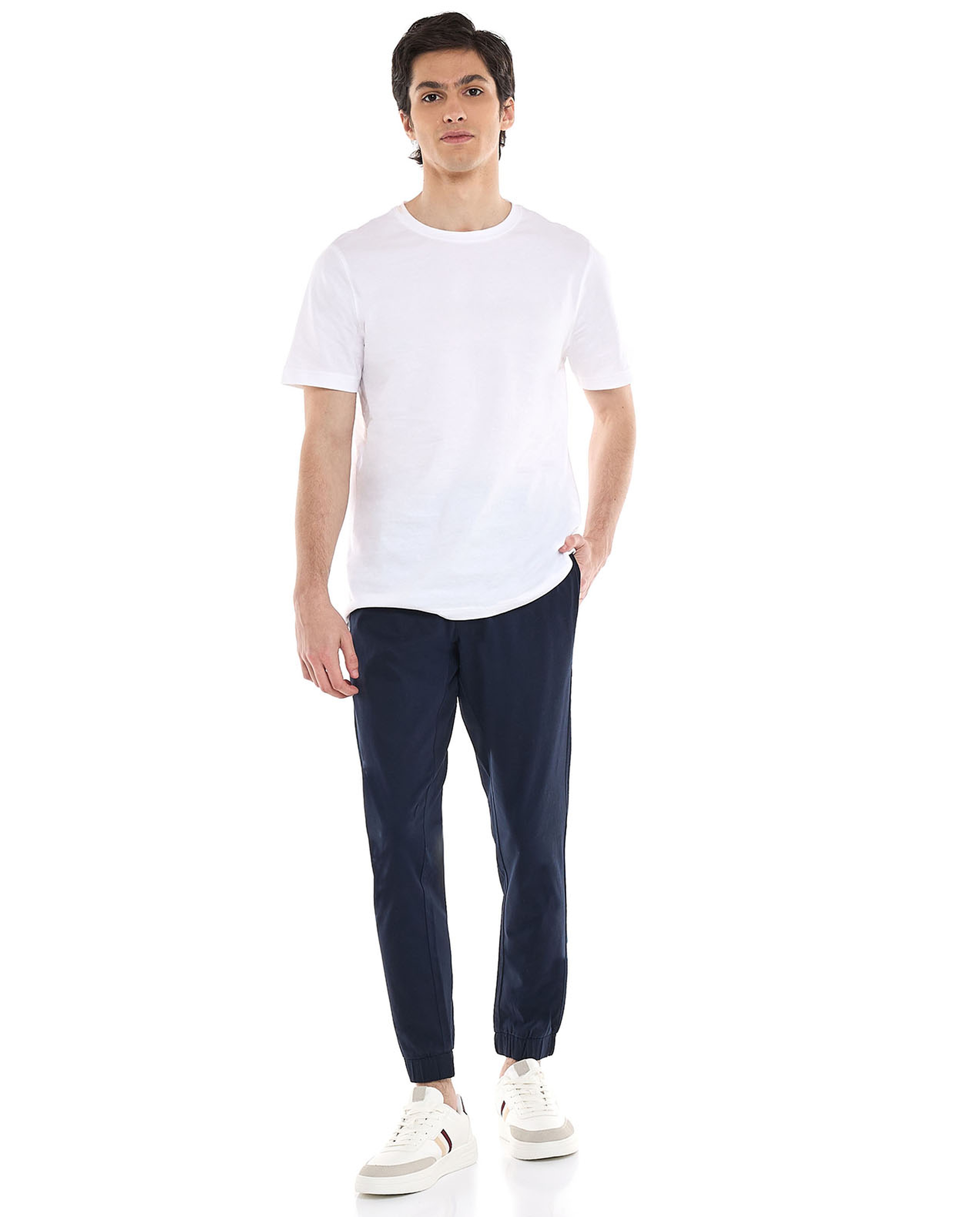 Solid Jogger Pants with Drawstring Waist