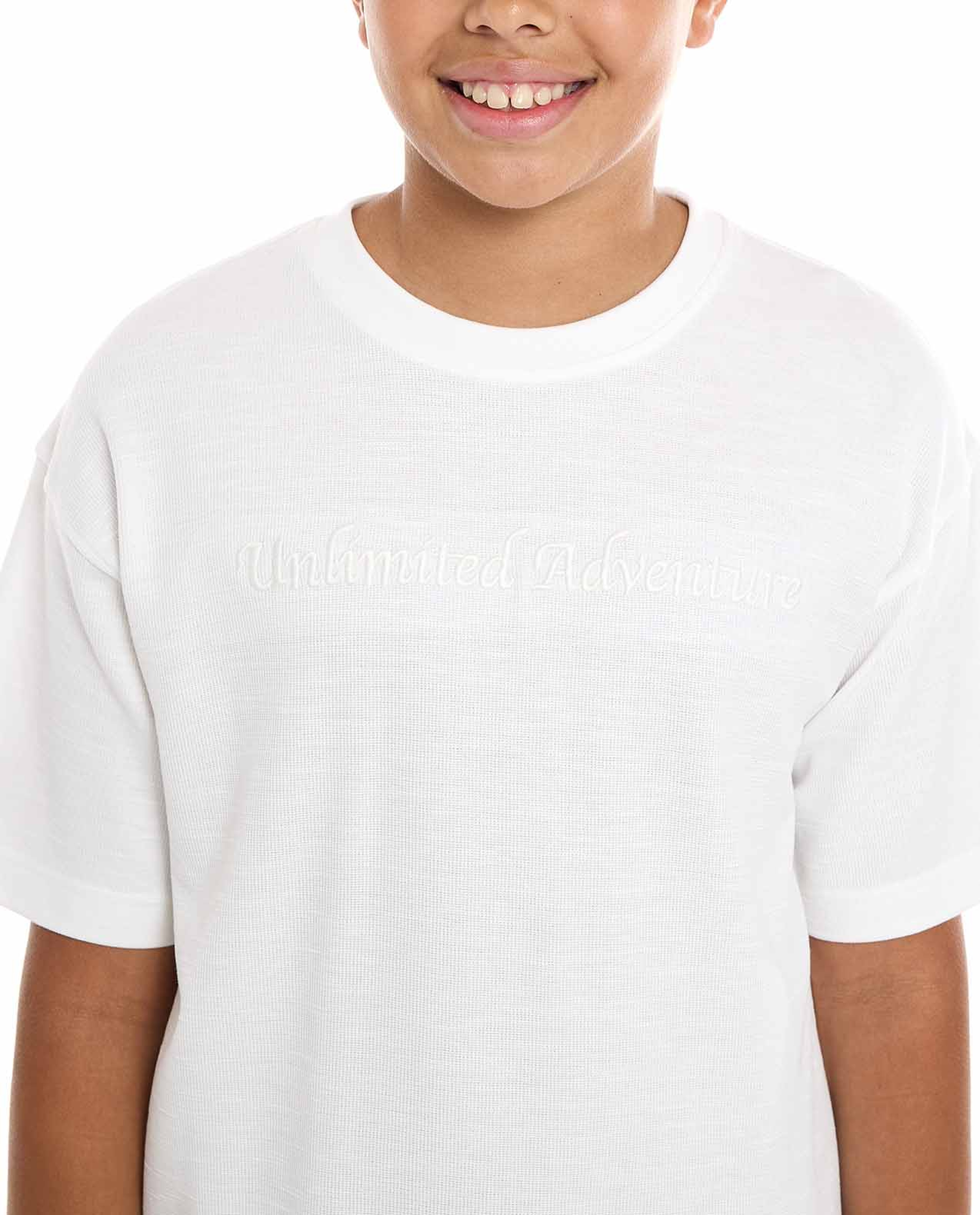 Embroidered T-Shirt with Crew Neck and Short Sleeves