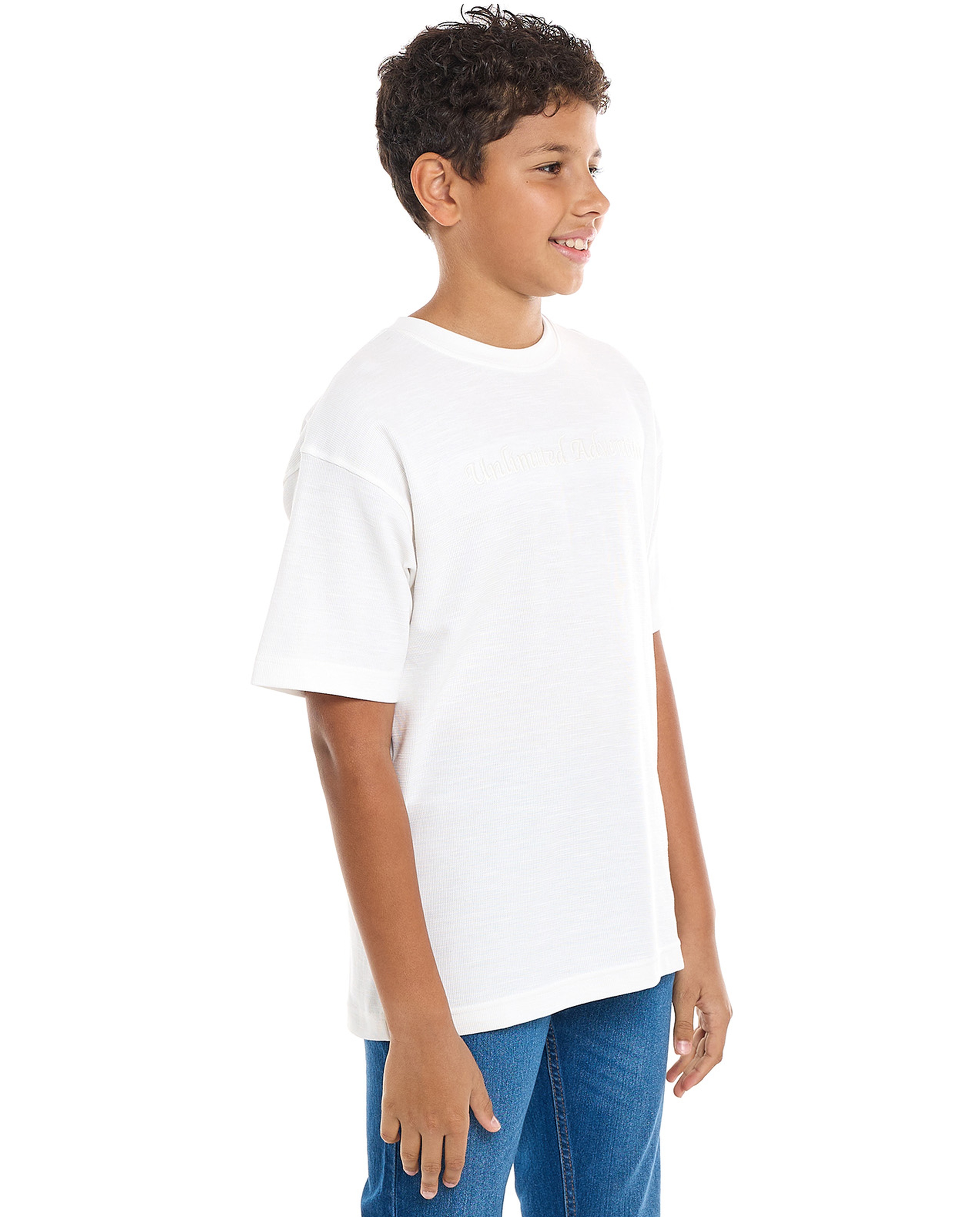 Embroidered T-Shirt with Crew Neck and Short Sleeves