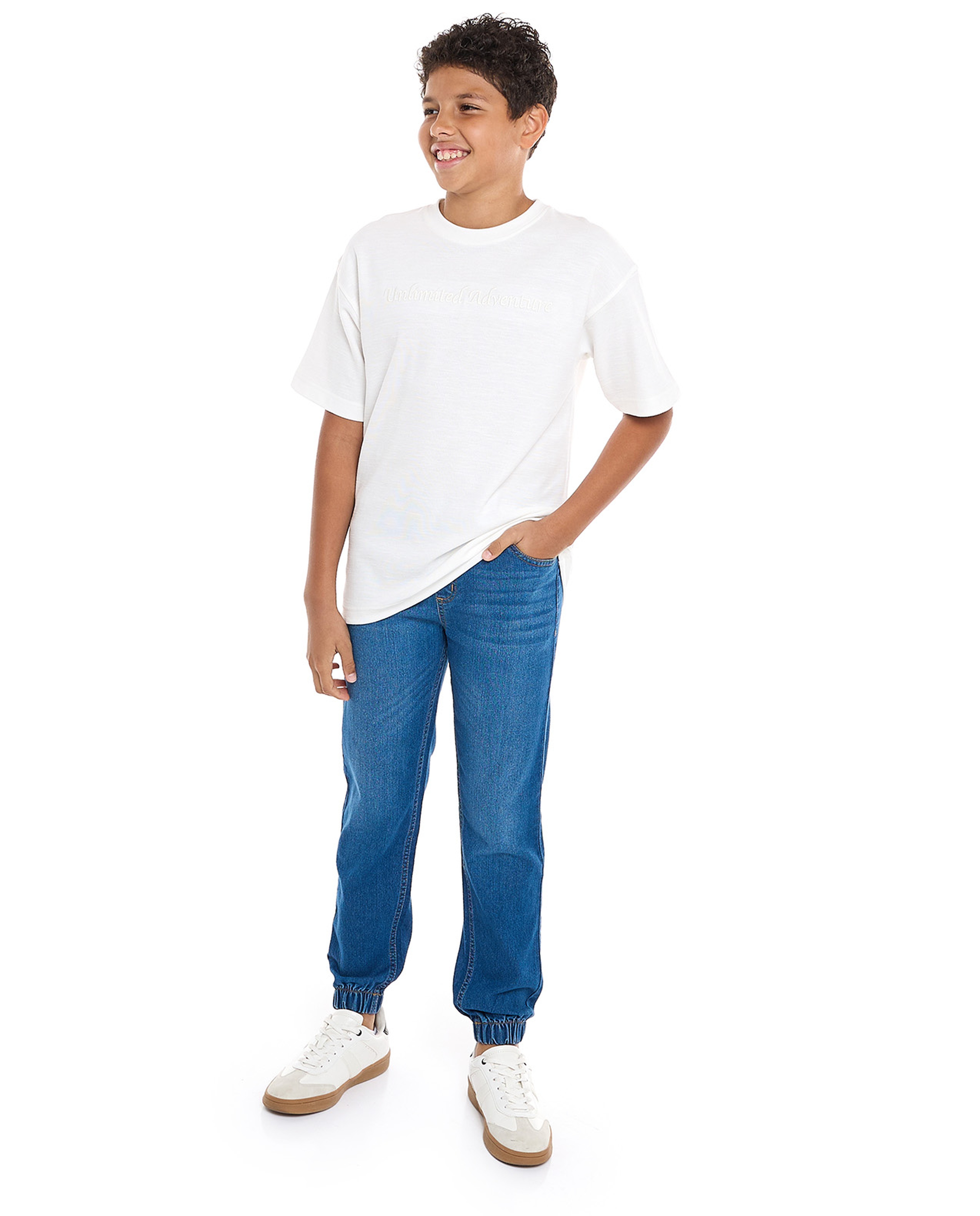 Embroidered T-Shirt with Crew Neck and Short Sleeves