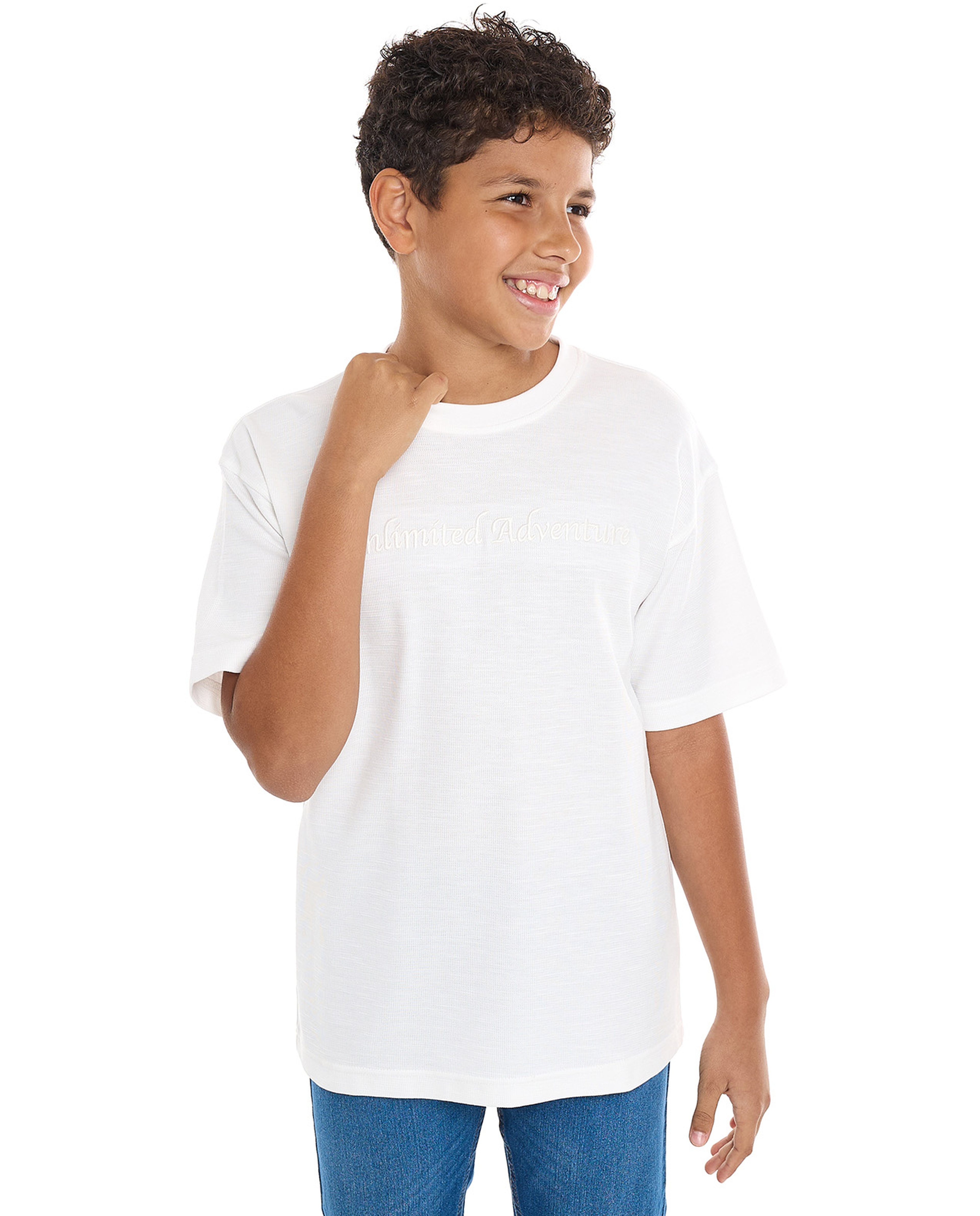 Embroidered T-Shirt with Crew Neck and Short Sleeves