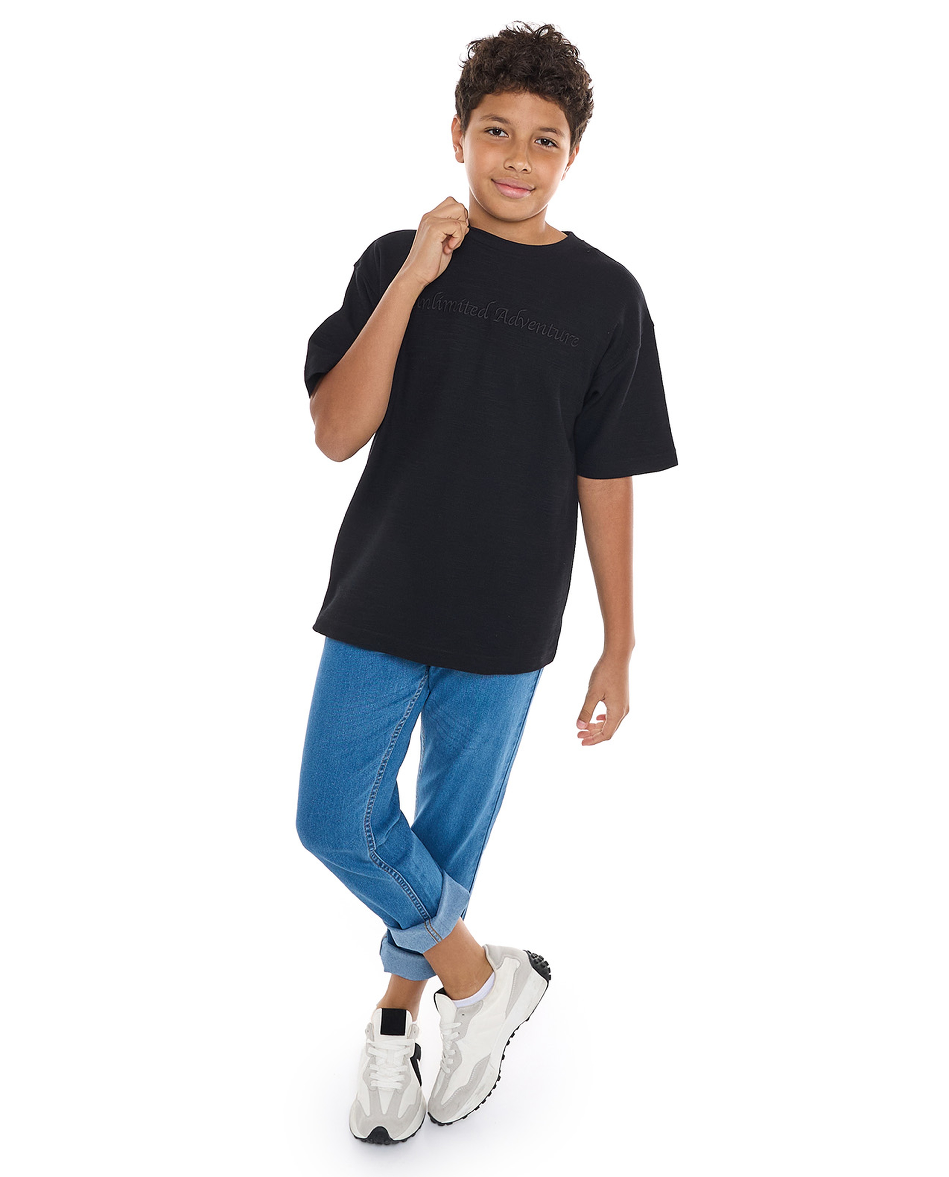 Embroidered T-Shirt with Crew Neck and Short Sleeves