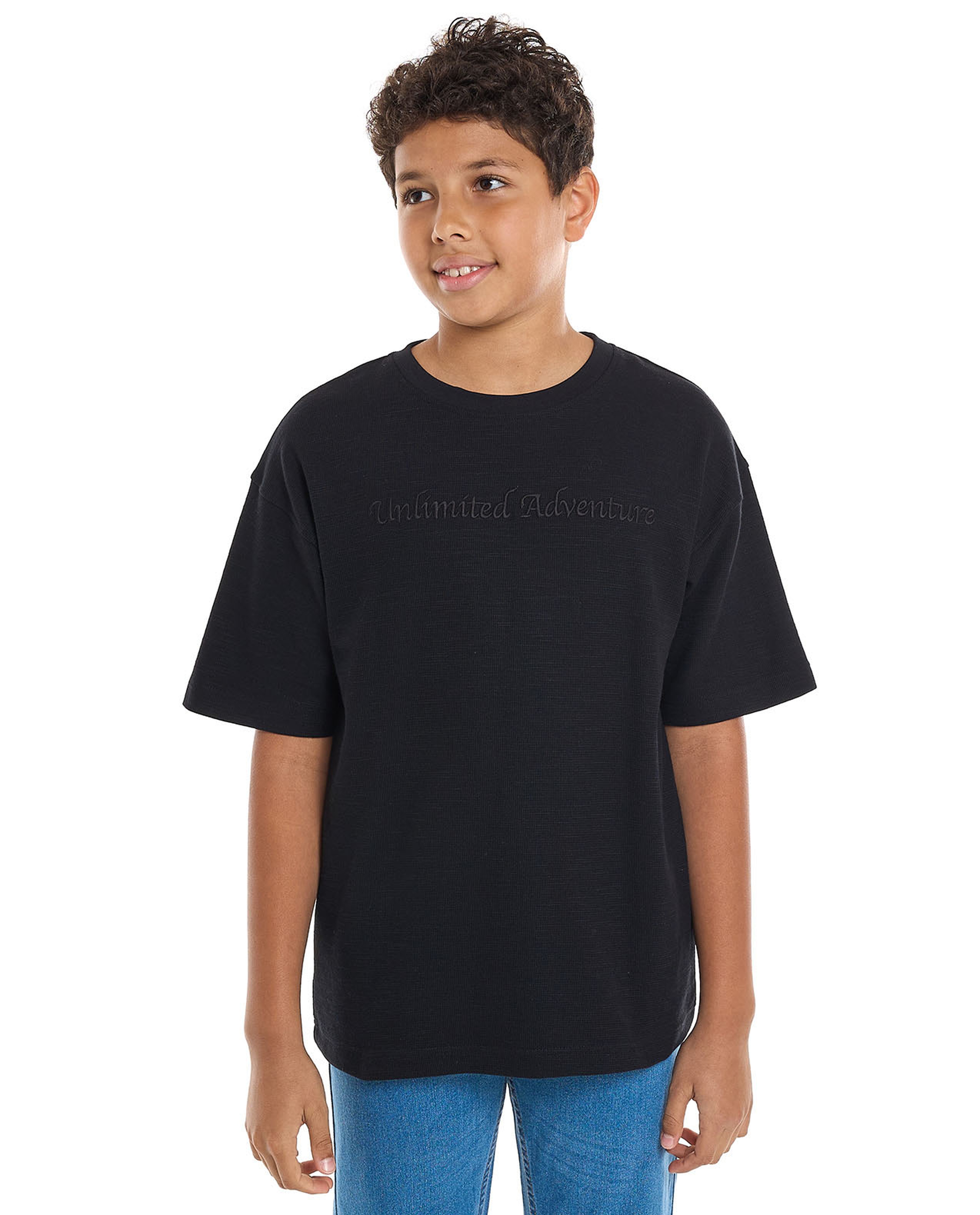 Embroidered T-Shirt with Crew Neck and Short Sleeves