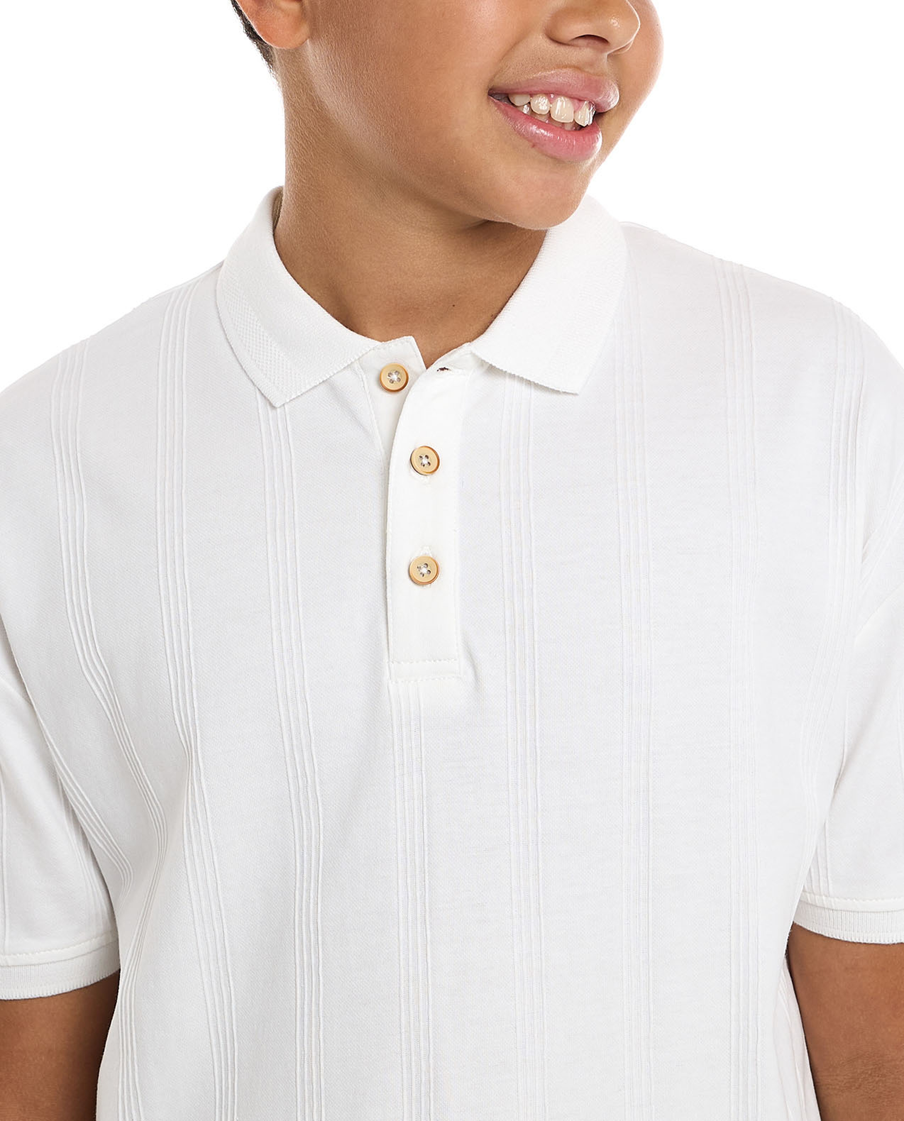 Textured Polo T-Shirt with Short Sleeves
