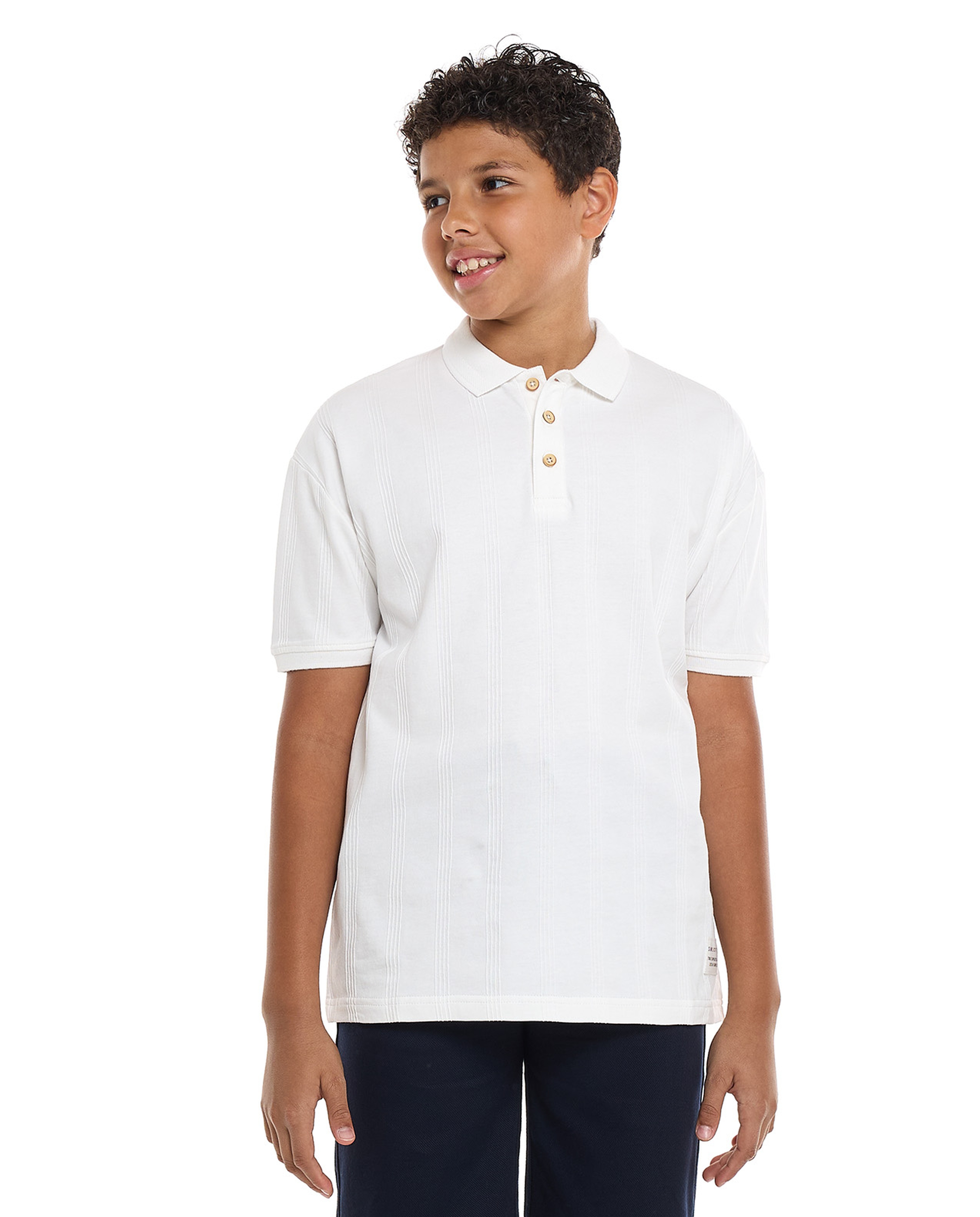 Textured Polo T-Shirt with Short Sleeves