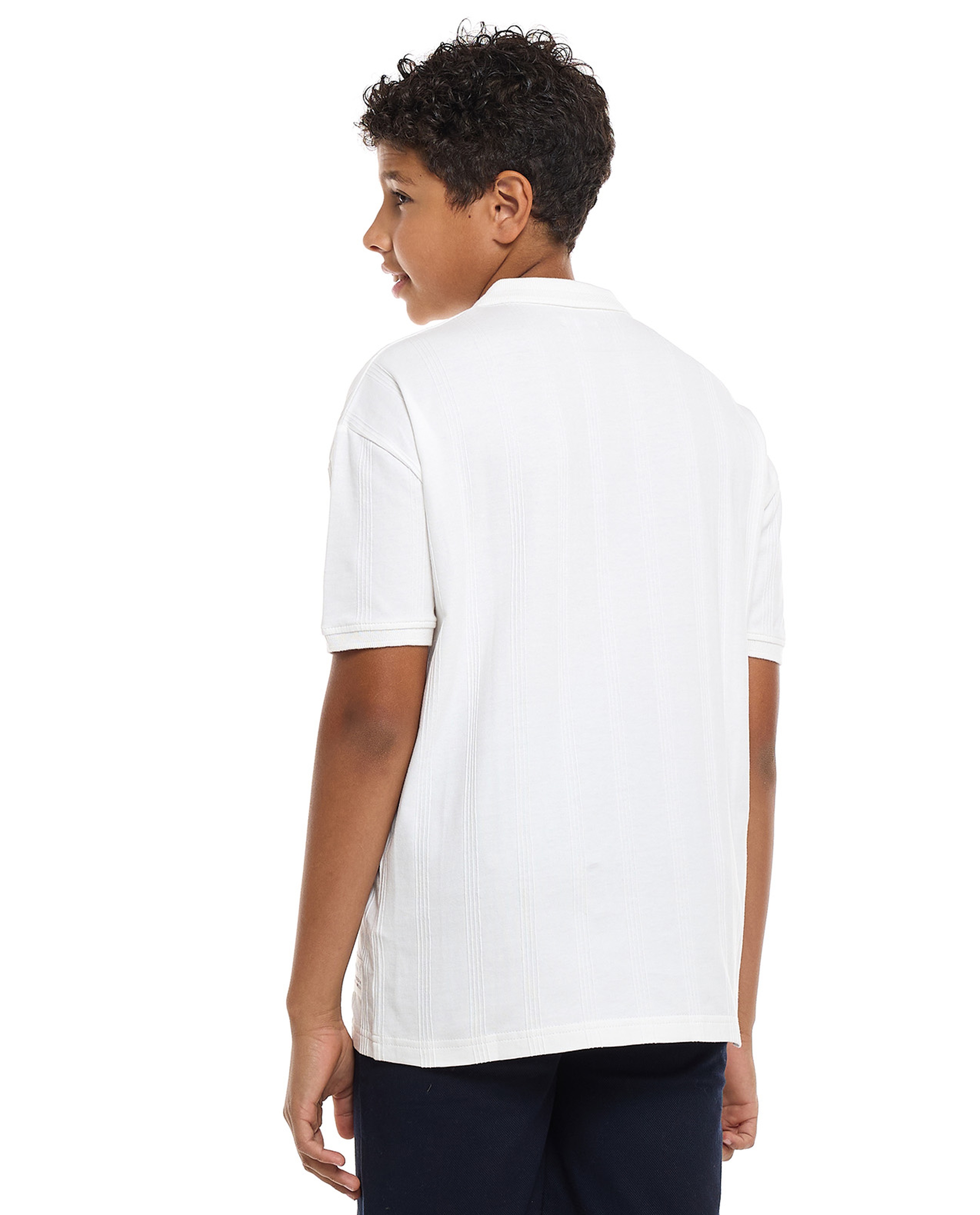 Textured Polo T-Shirt with Short Sleeves