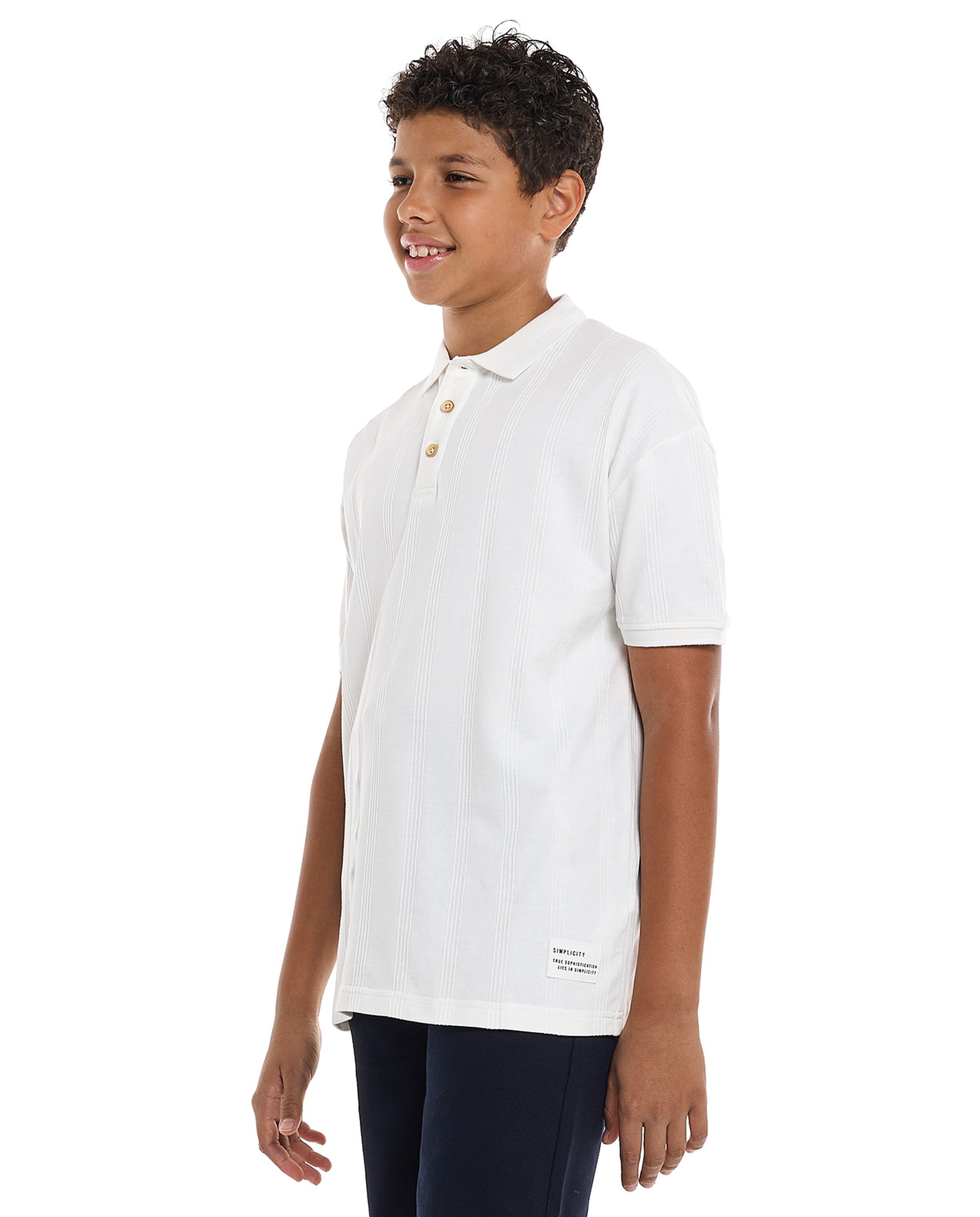 Textured Polo T-Shirt with Short Sleeves