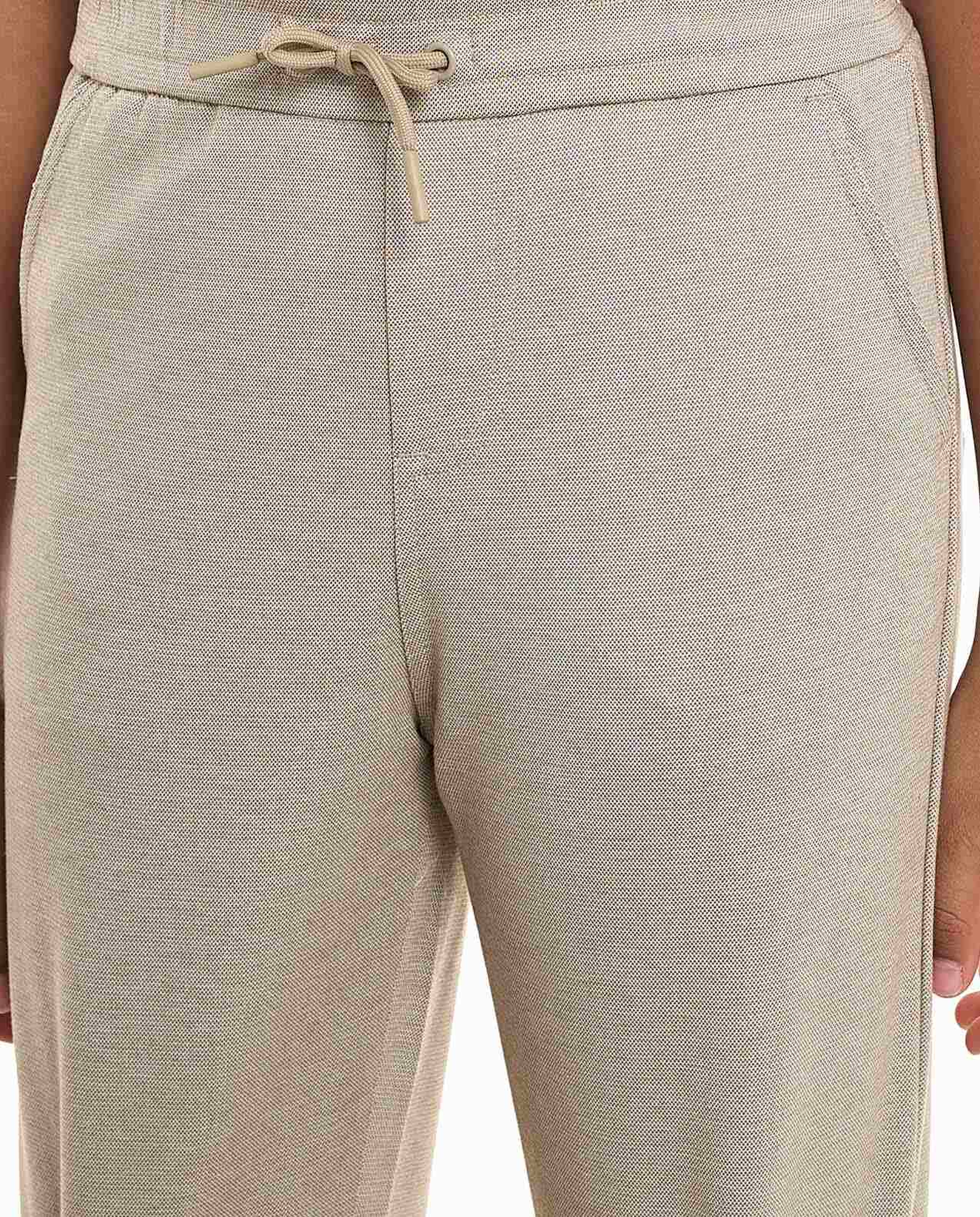 Textured Pants with Drawstring Waist