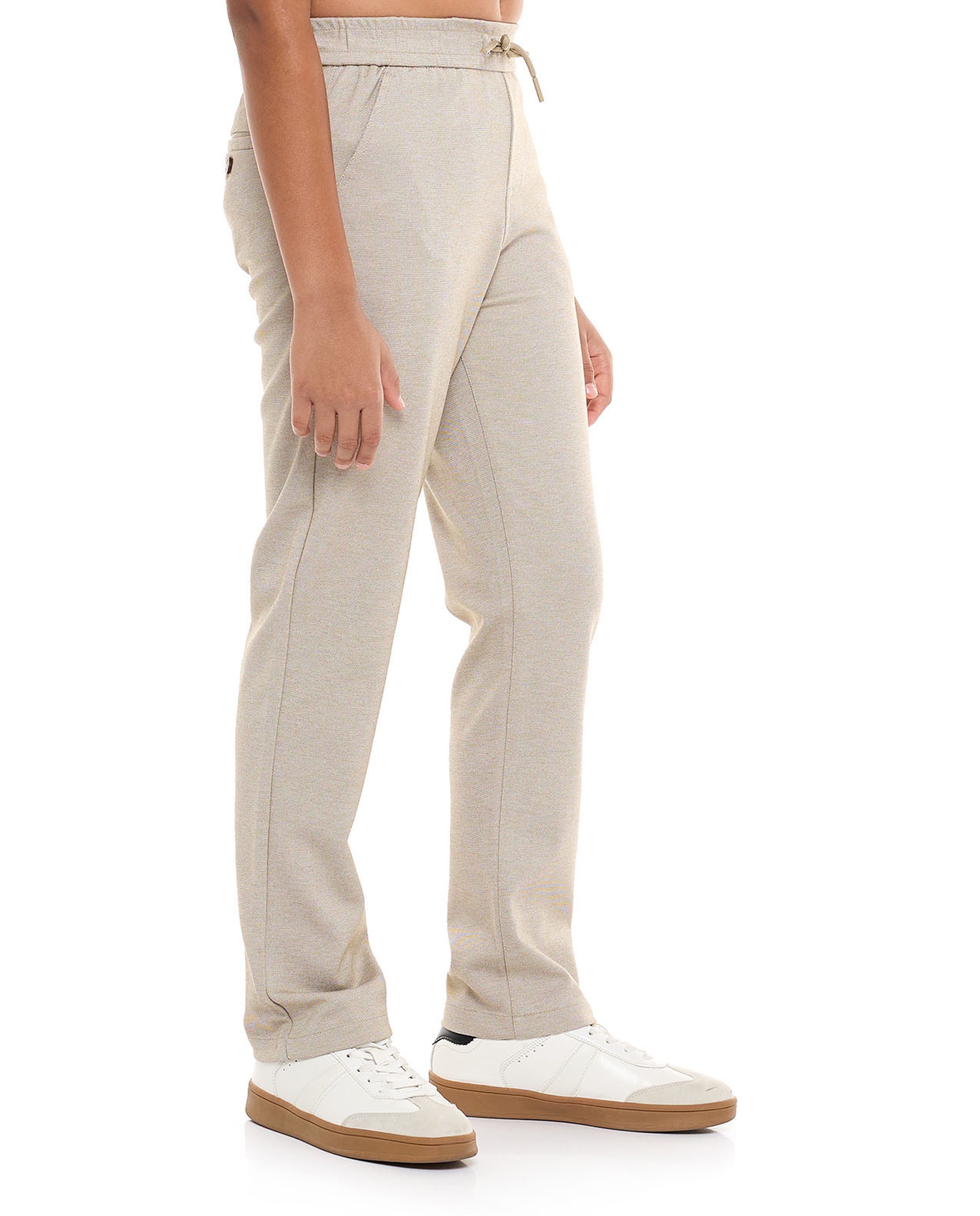 Textured Pants with Drawstring Waist