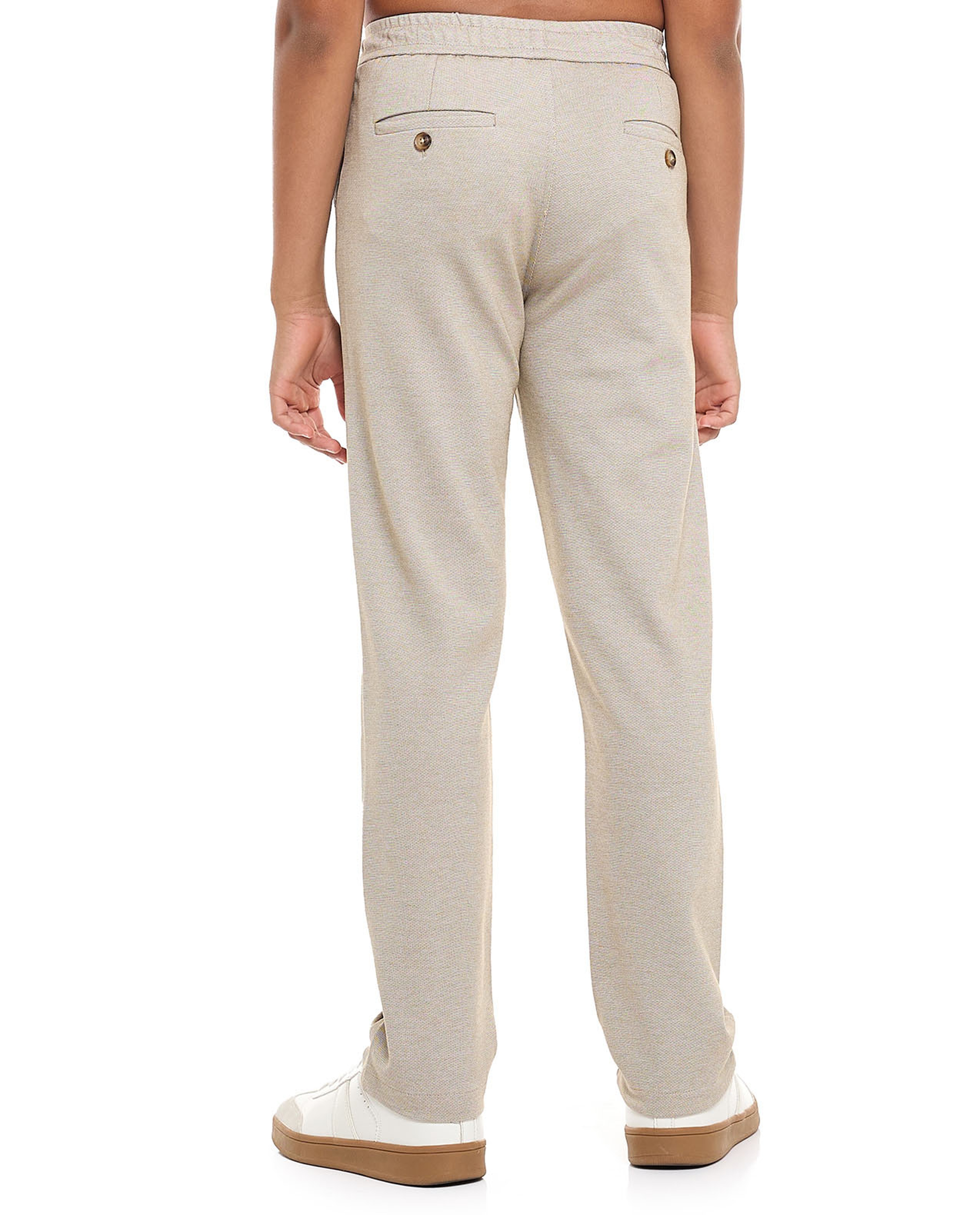 Textured Pants with Drawstring Waist