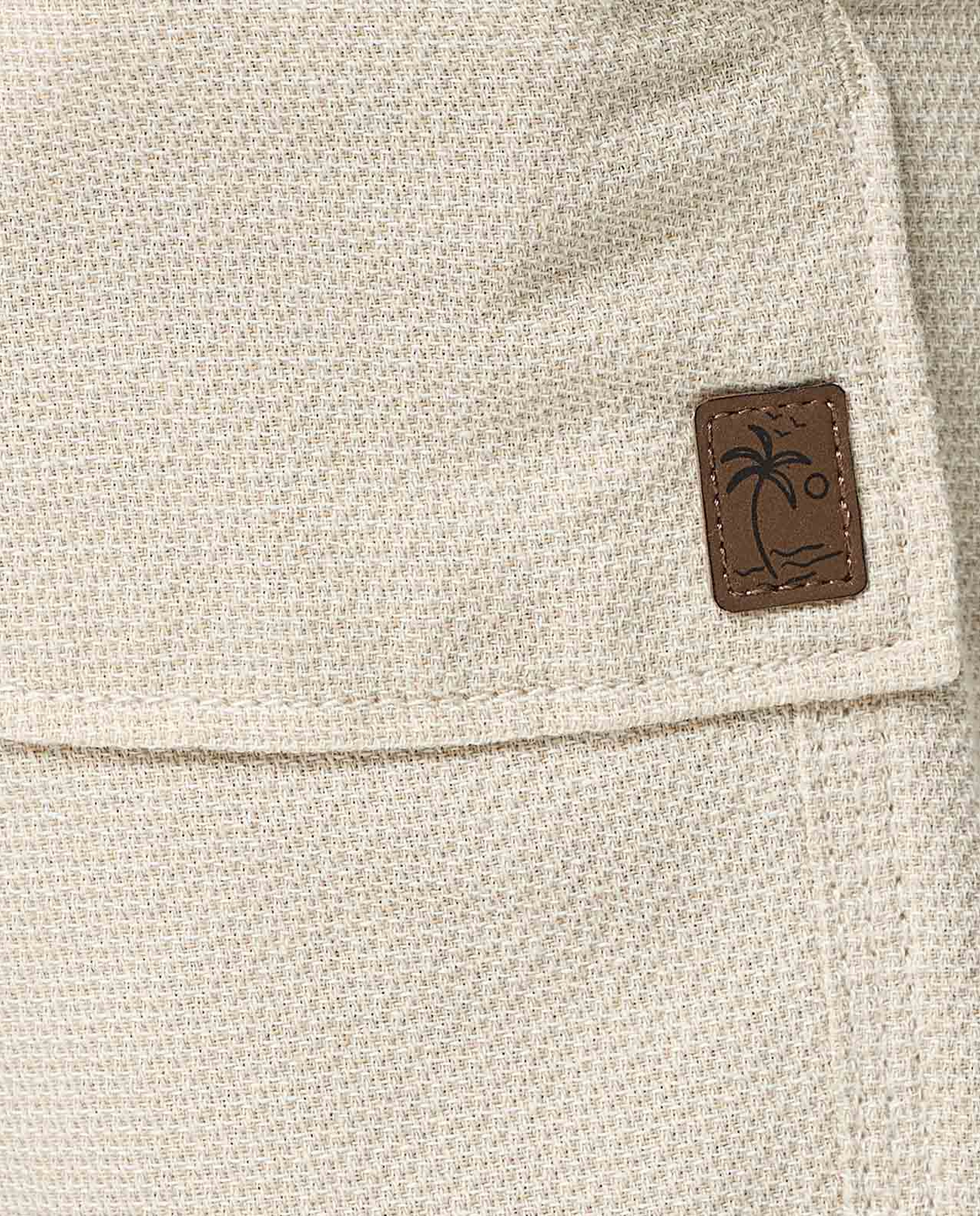 Pocket Detail Shirt with Mandarin Collar and Short Sleeves