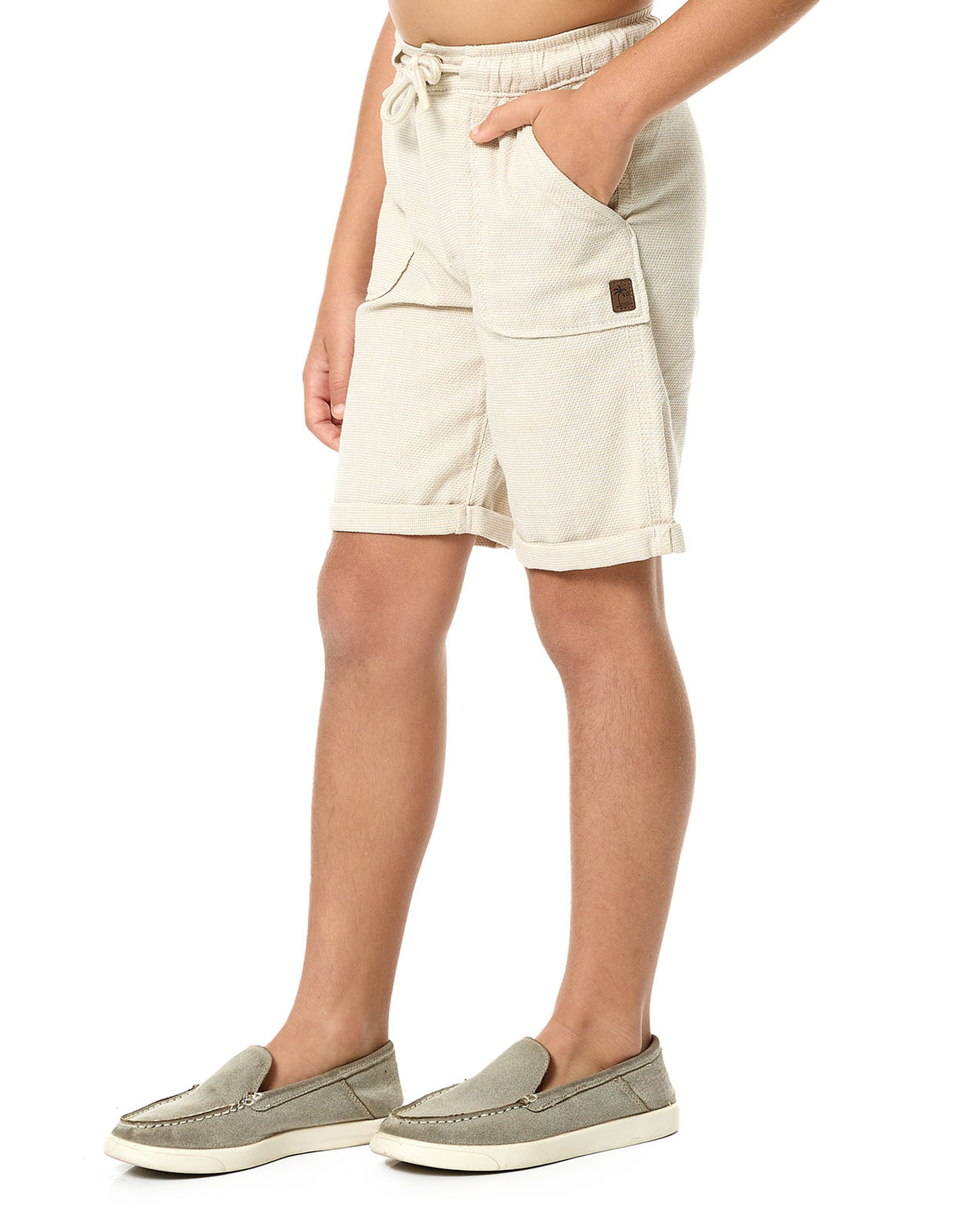 Textured Shorts with Drawstring Waist