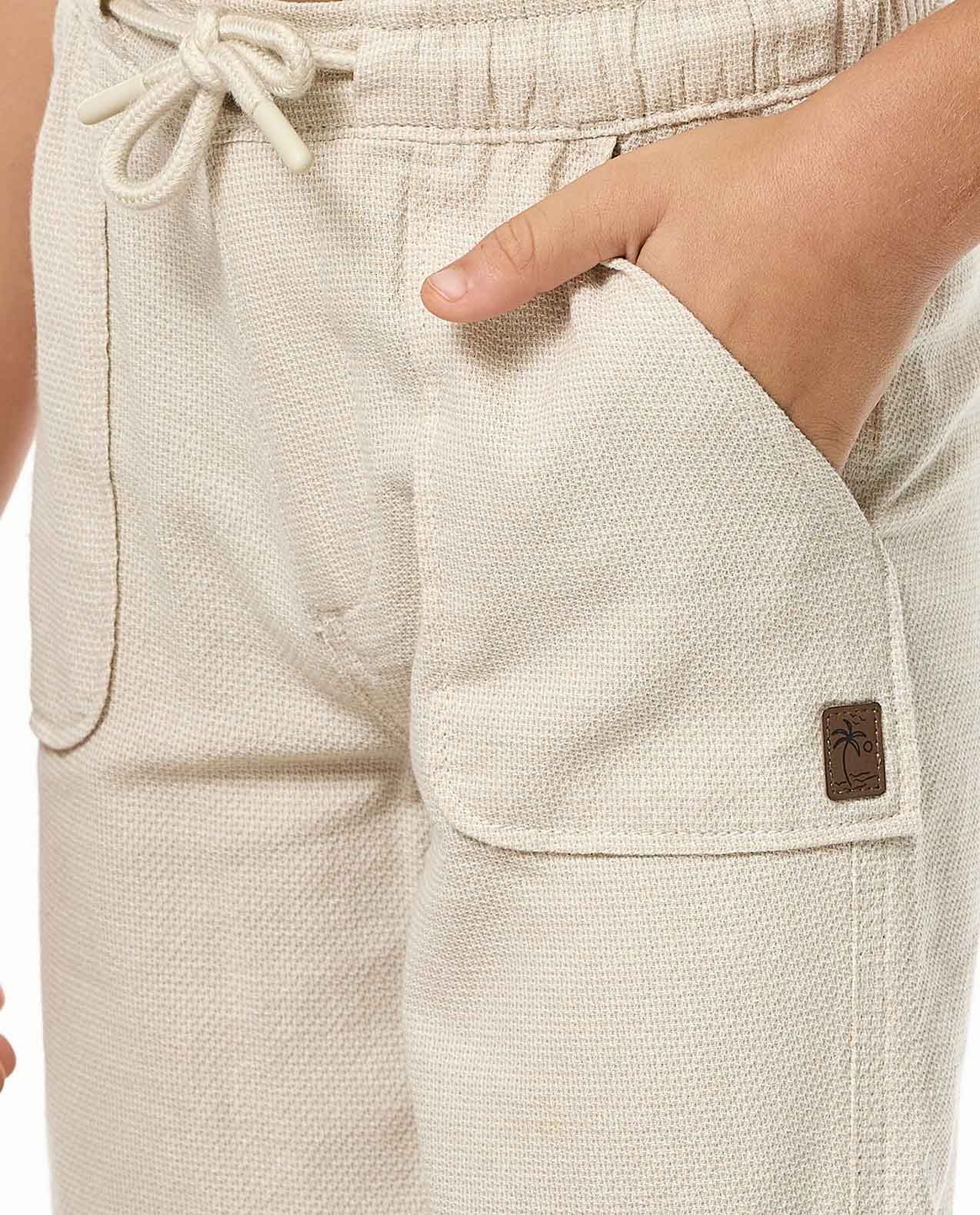 Textured Shorts with Drawstring Waist