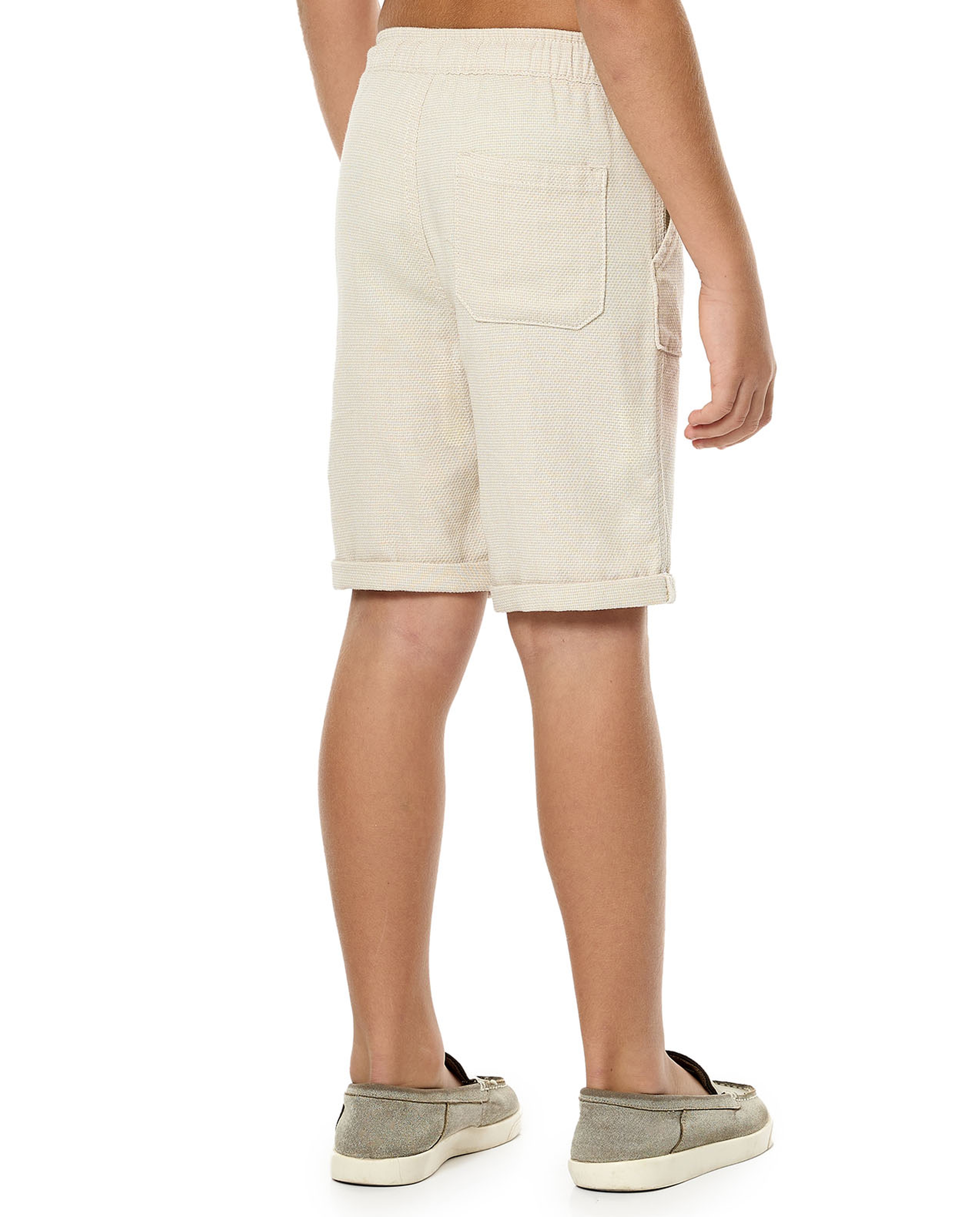 Textured Shorts with Drawstring Waist