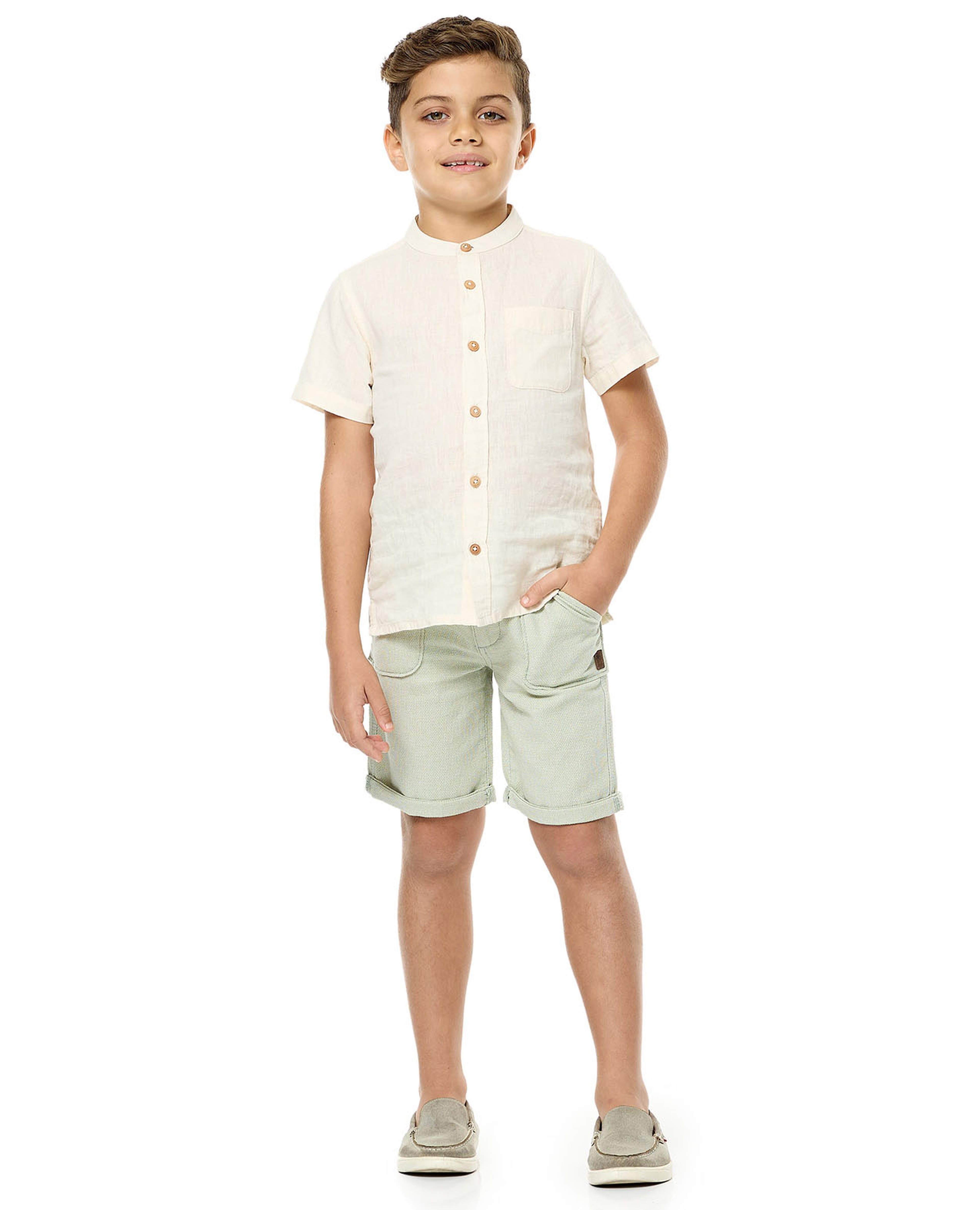 Textured Shorts with Drawstring Waist