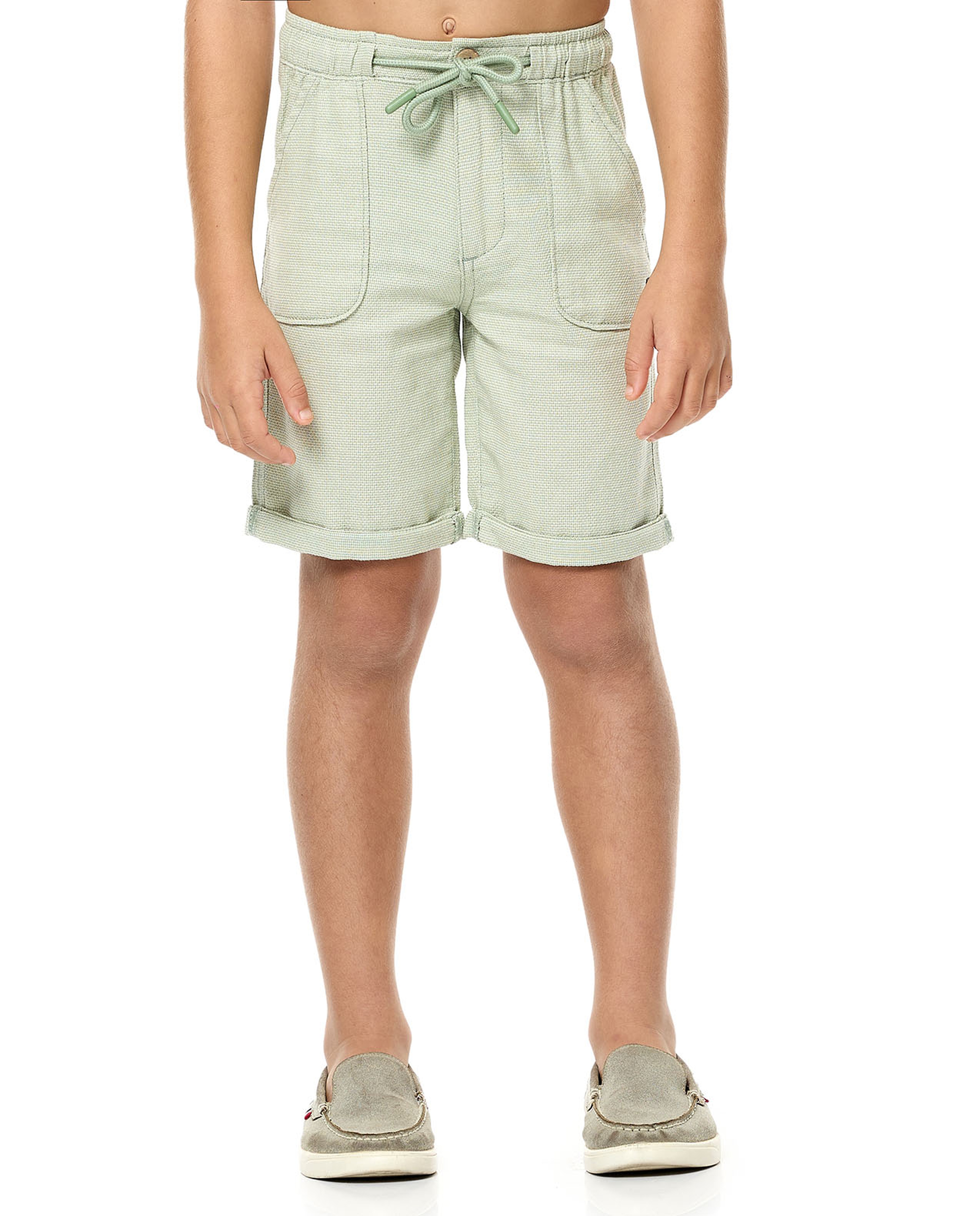 Textured Shorts with Drawstring Waist